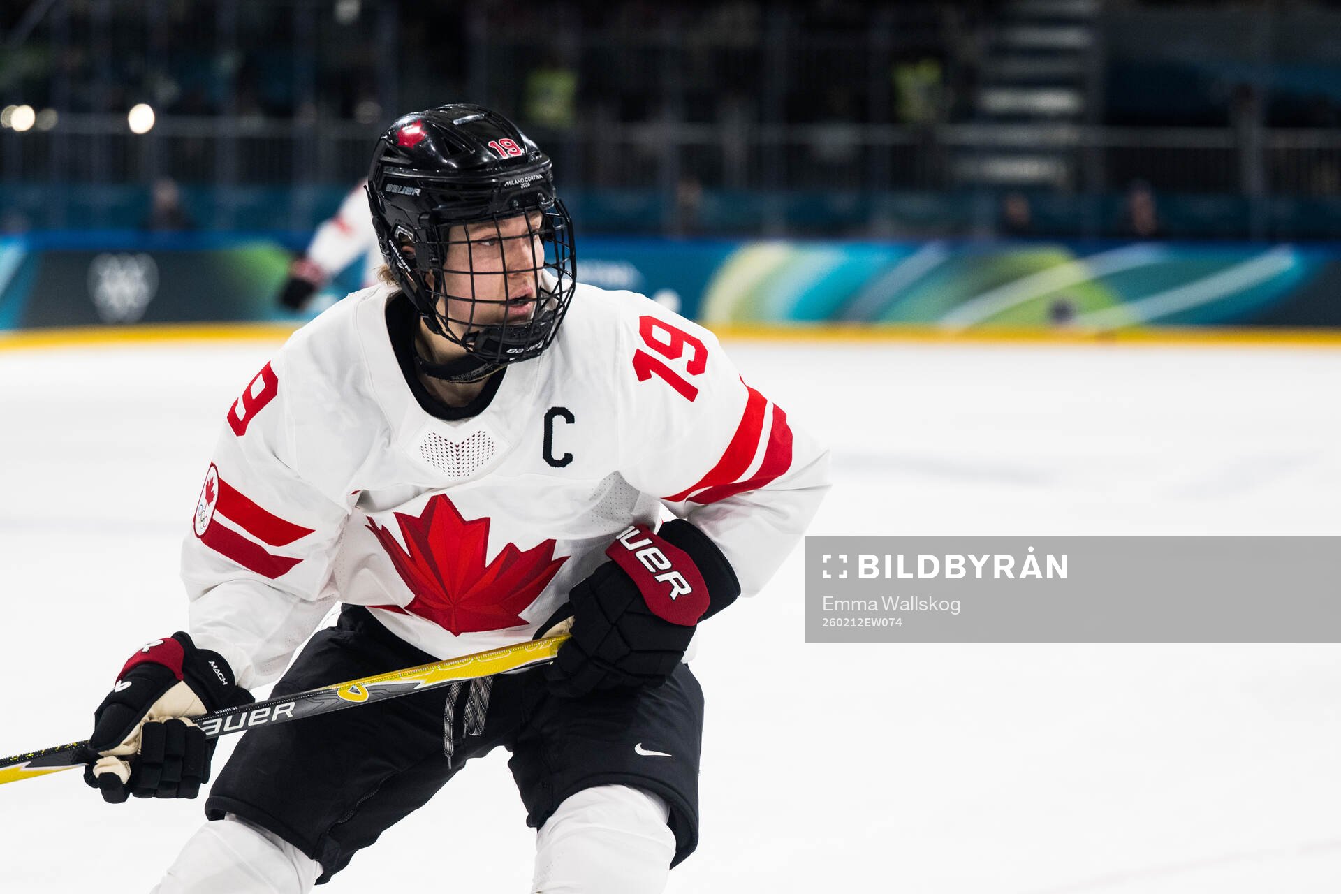 Brianne Jenner of Canada in the women's ice hockey game