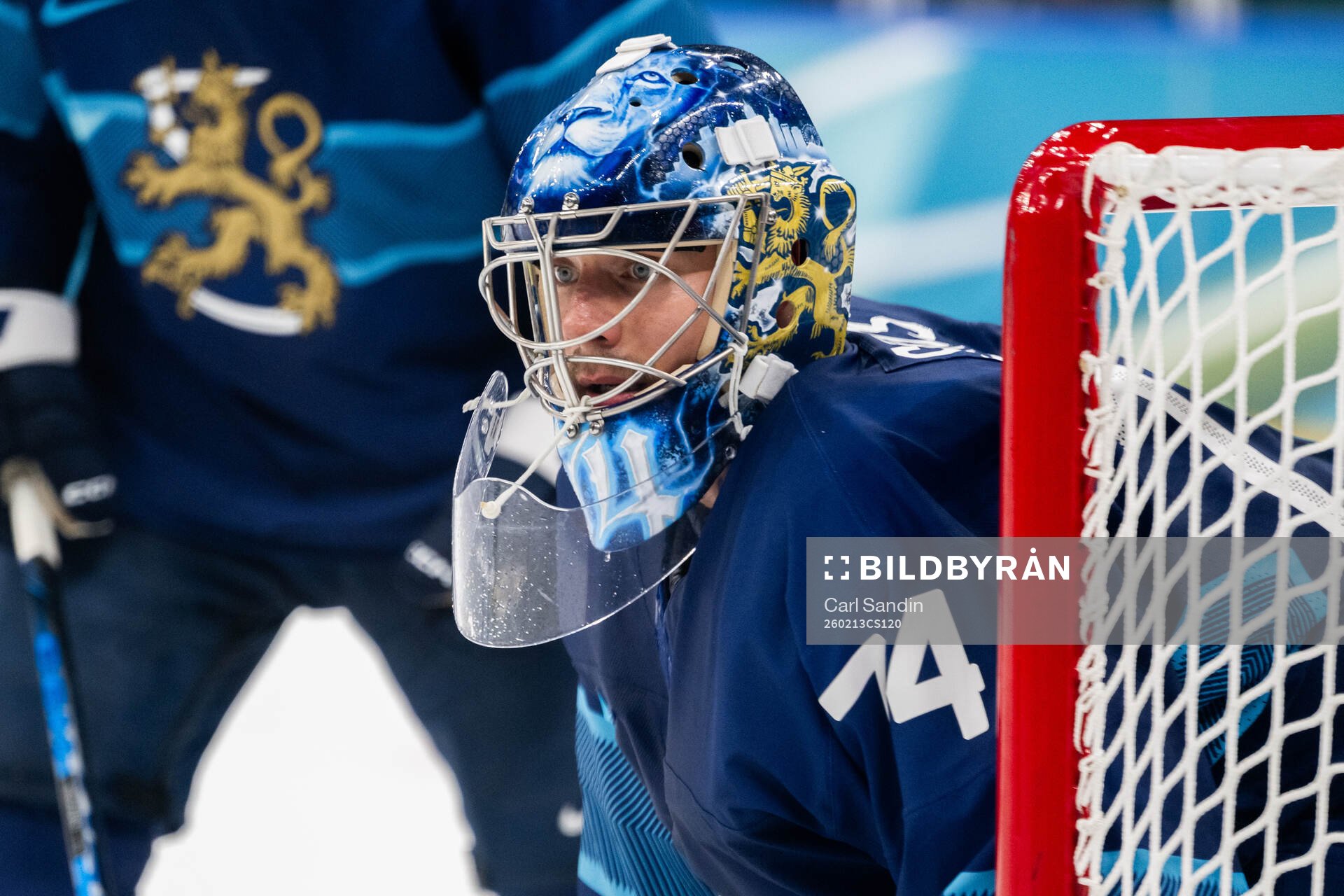 Goaltender Juuse Saros of Finland in the men's ice hockey