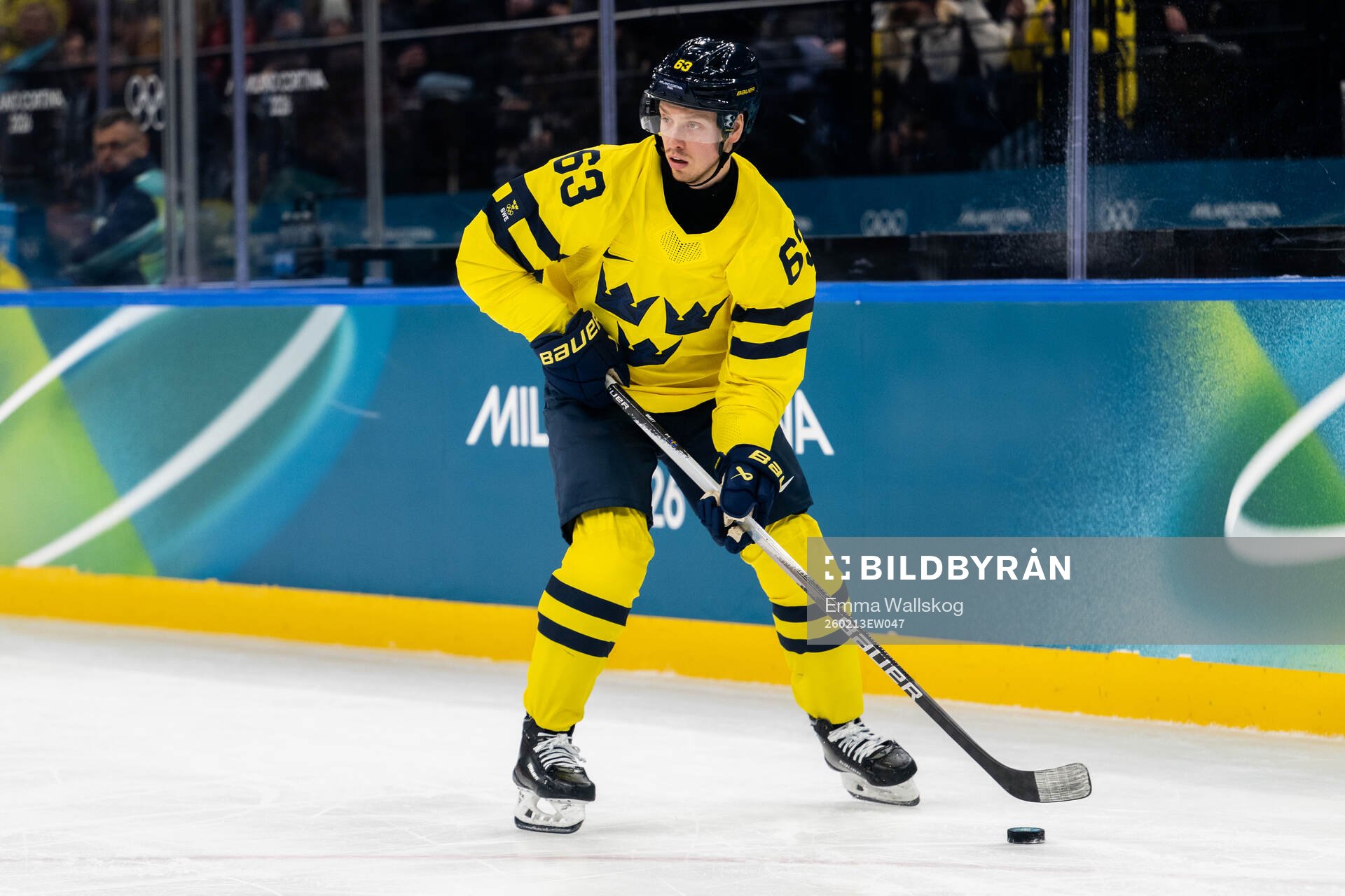 Jesper Bratt of Sweden in the men's ice hockey game between