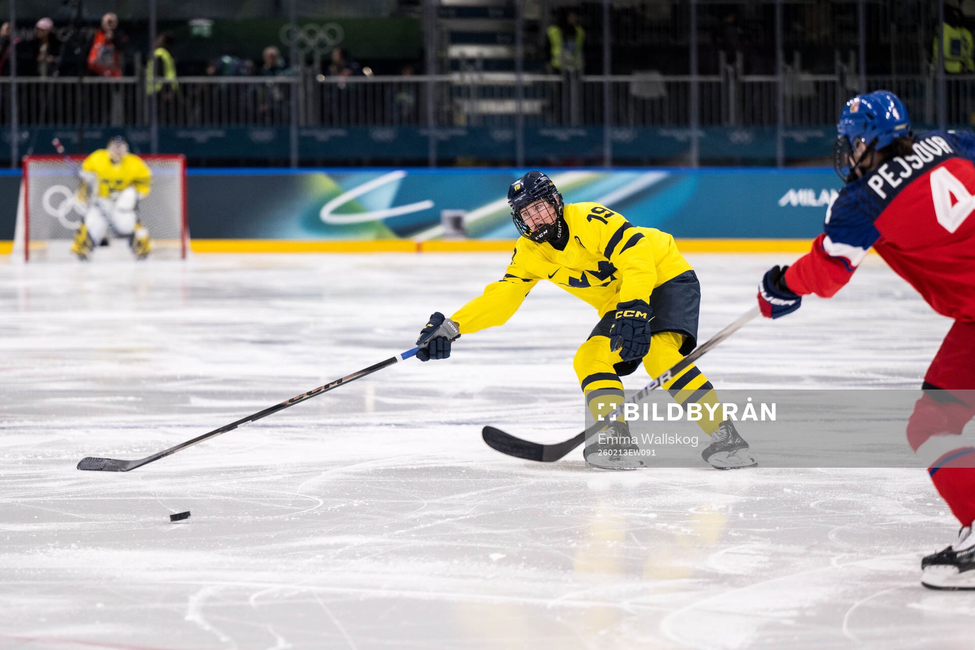 Sara Hjalmarsson of Sweden in the women's ice hockey