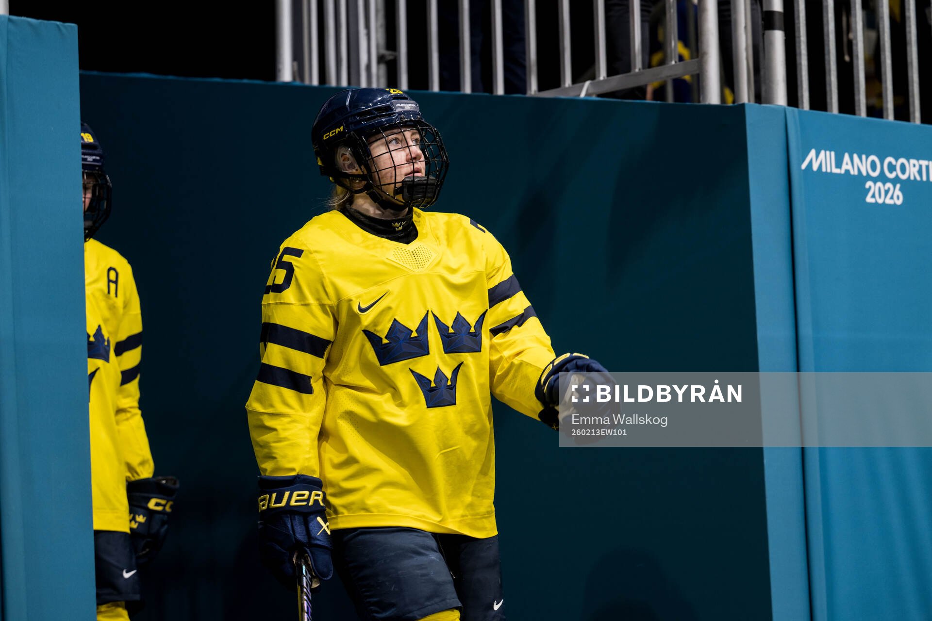 Lina Ljungblom of Sweden in the women's ice hockey quarter