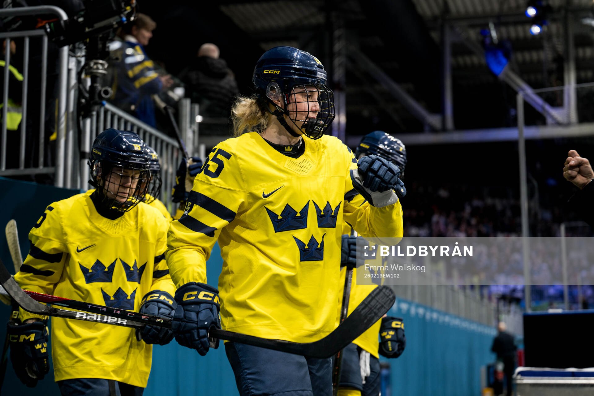 Jenna Raunio of Sweden in the women's ice hockey quarter