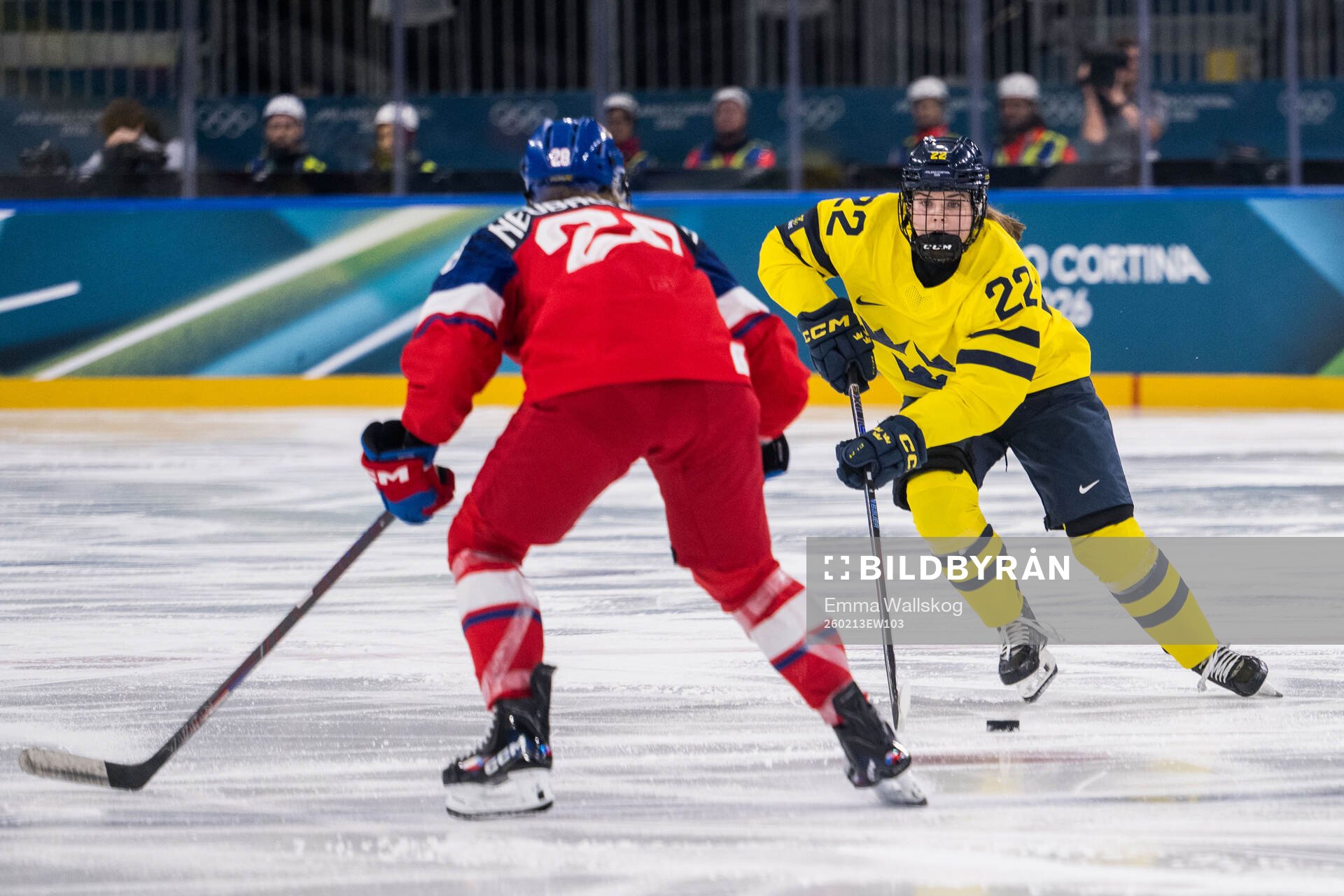 Hanna Thuvik of Sweden in the women's ice hockey quarter