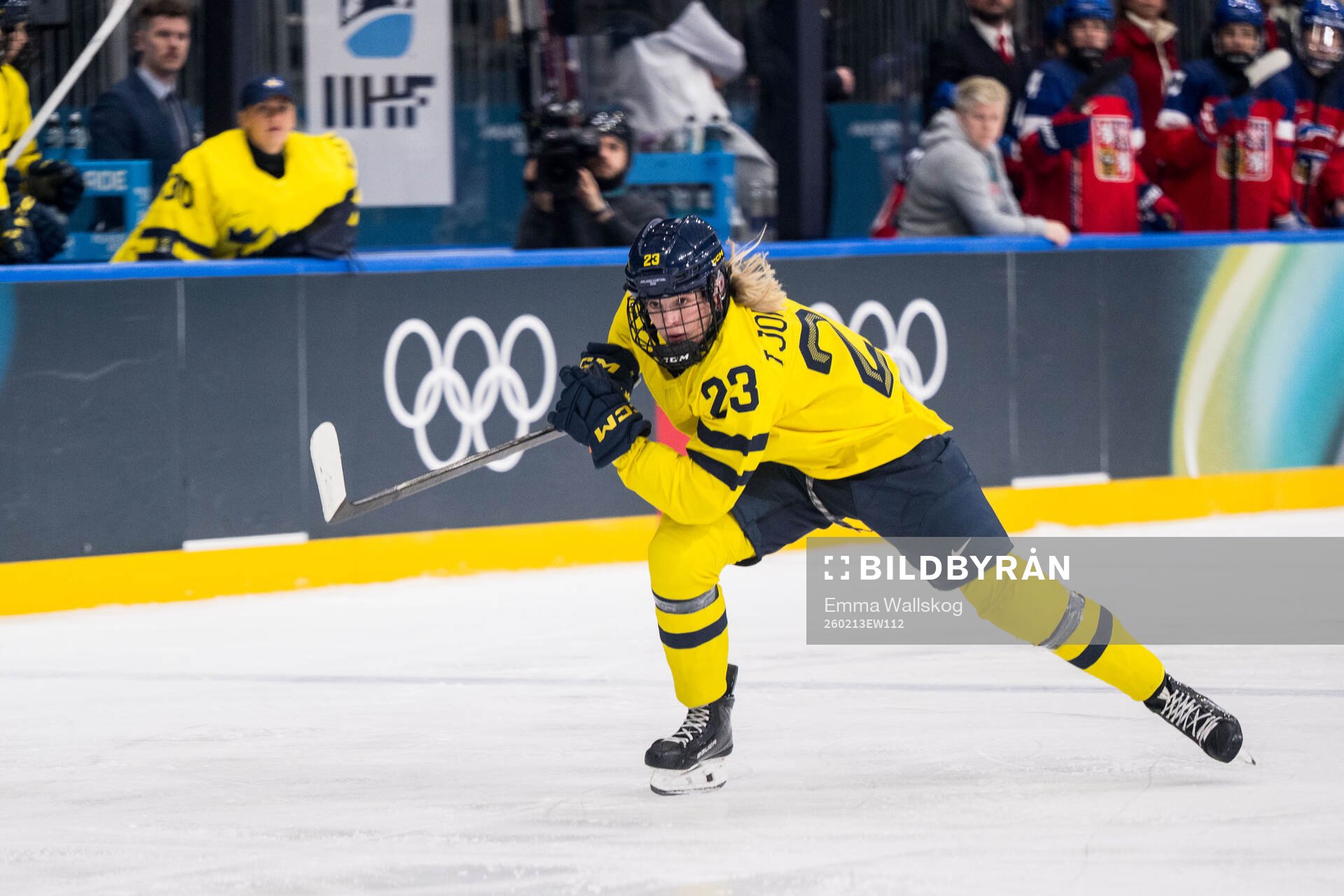 Thea Johansson of Sweden in the women's ice hockey quarter
