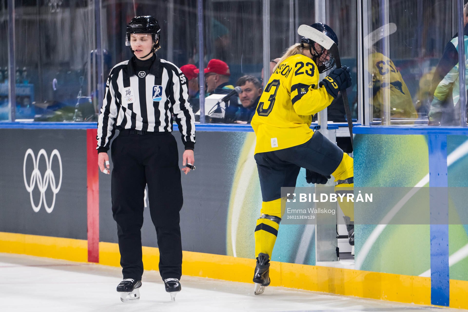 Thea Johansson of Sweden in the women's ice hockey quarter