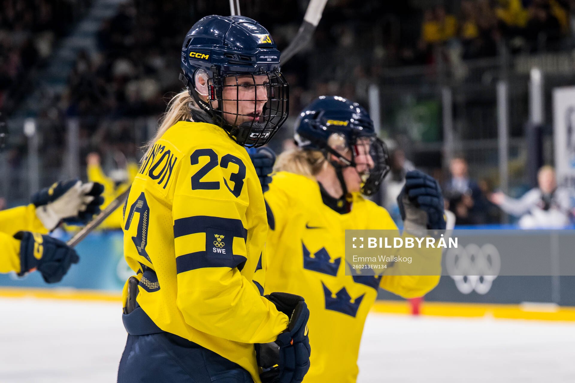 Thea Johansson of Sweden in the women's ice hockey quarter