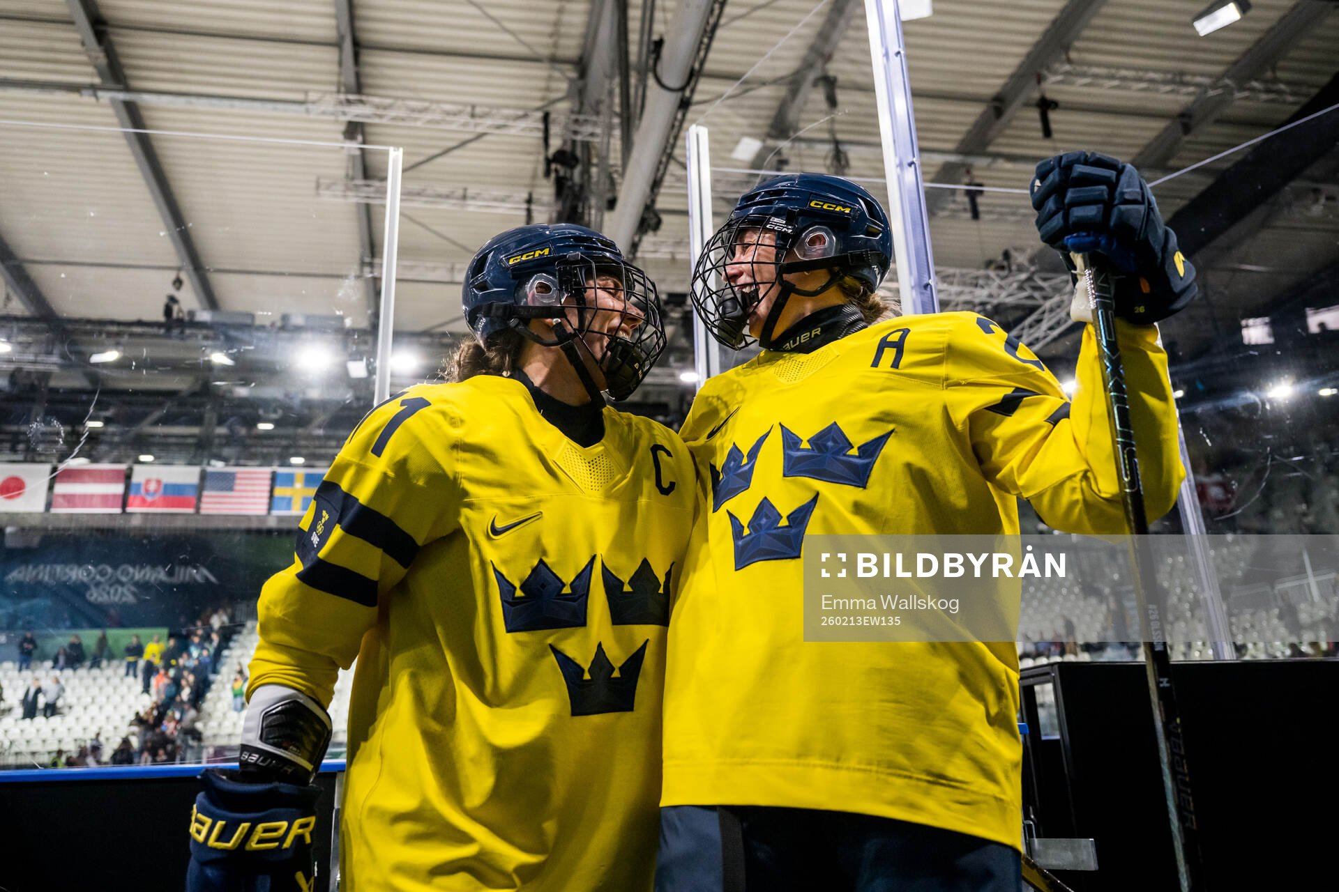 Anna Kjellbin and Hanna Olsson of Sweden celebrate