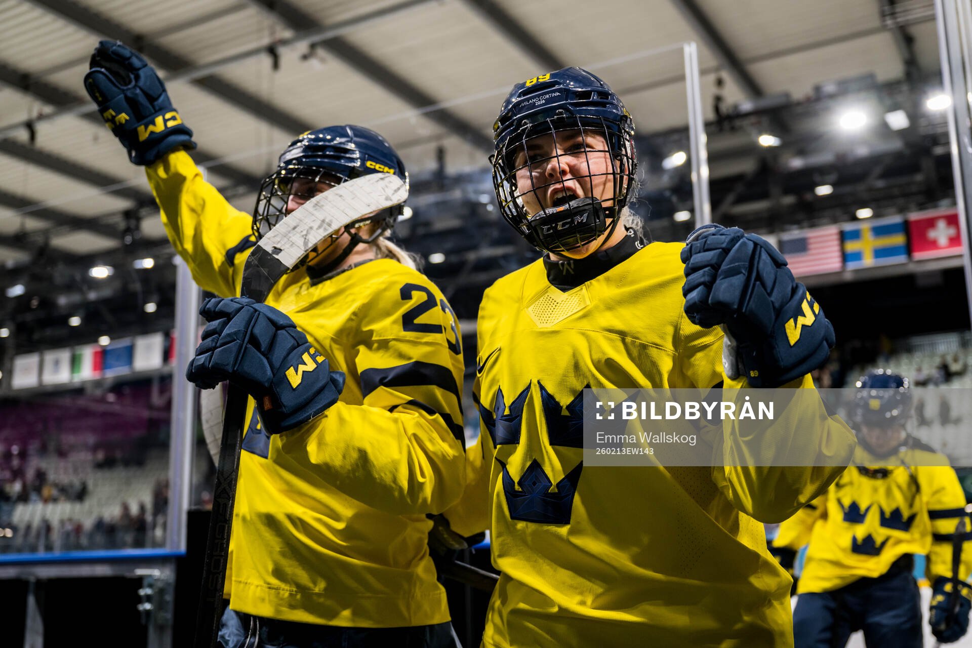 Thea Johansson and Nicole Hall of Sweden celebrate