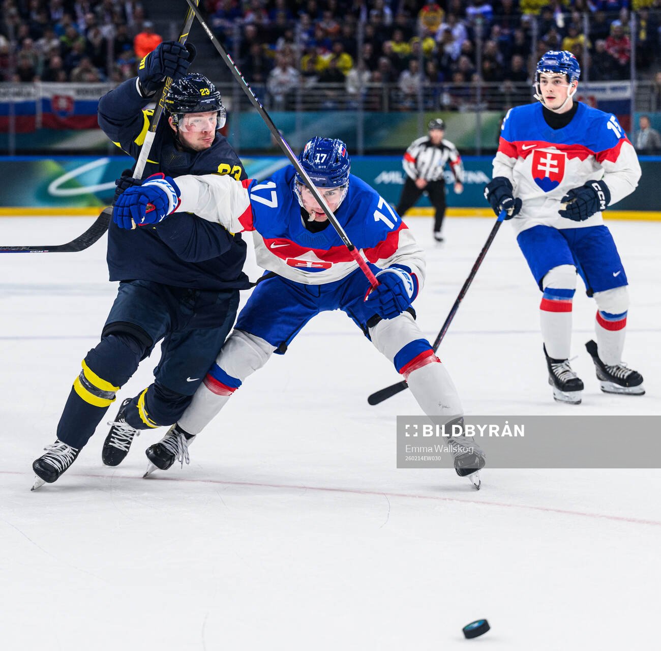 Lucas Raymond of Sweden and Simon Nemec of Slovakia in the