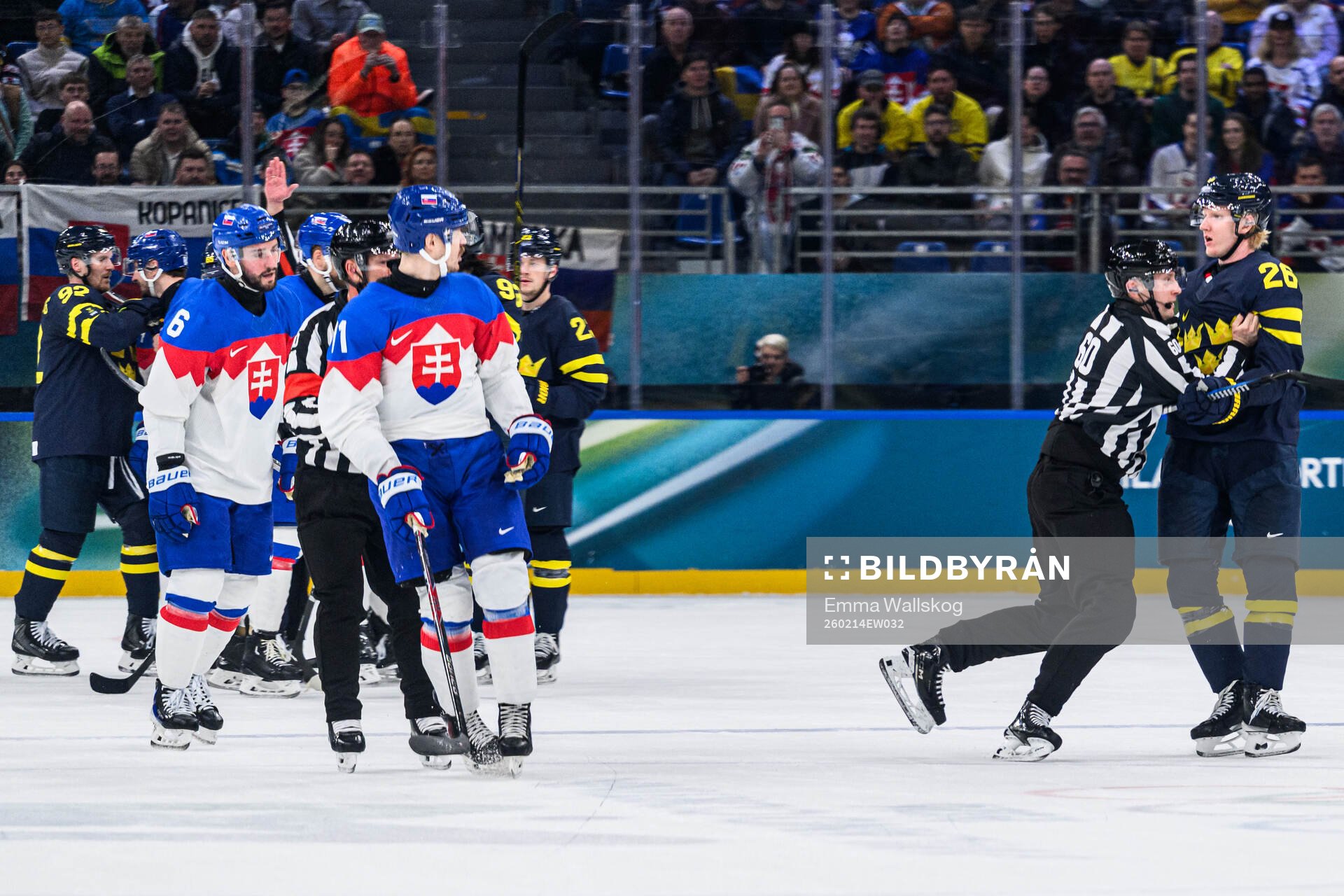 Milos Kelemen of Slovakia and Rasmus Dahlin of Sweden in