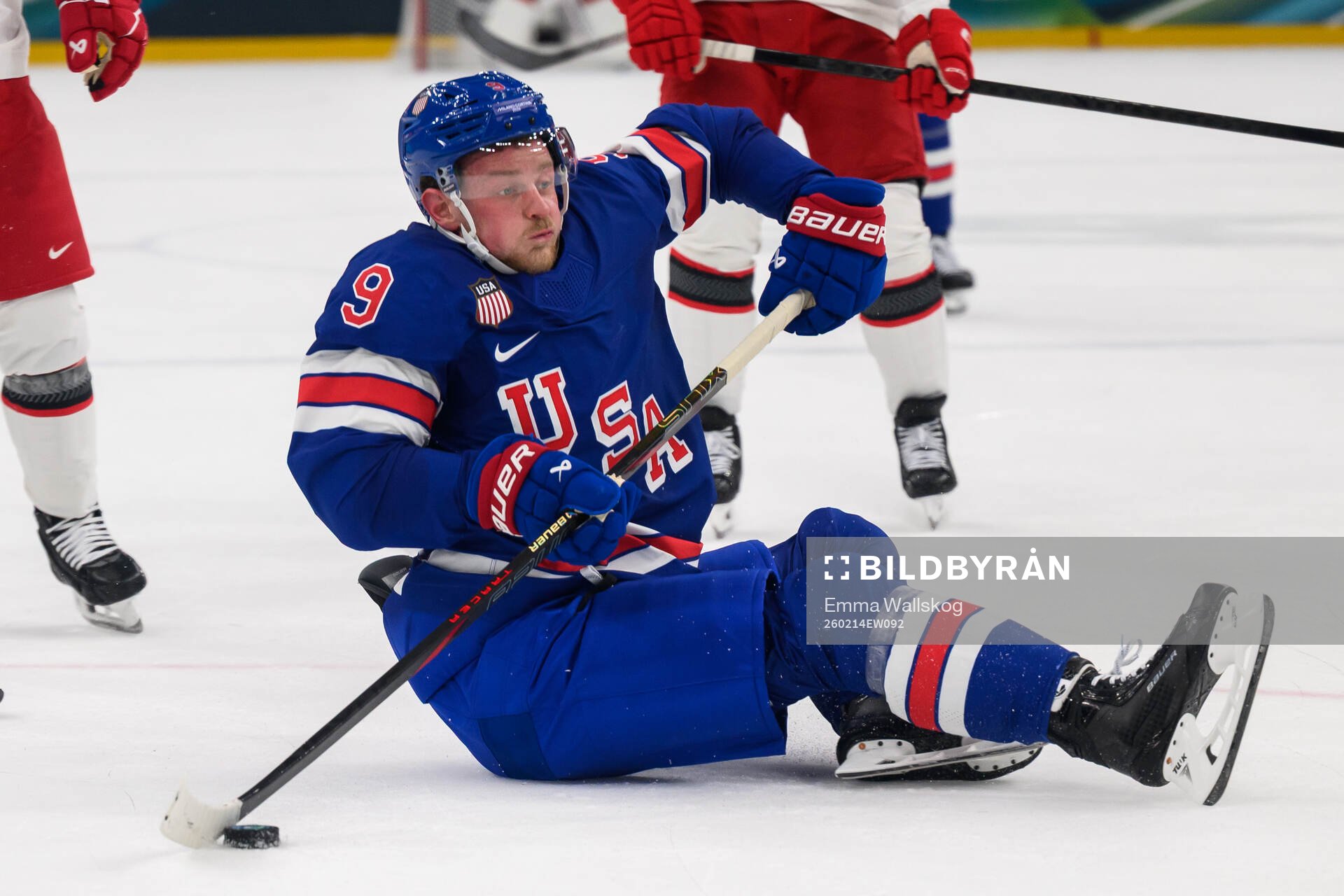 Jack Eichel of USA in the men's ice hockey game between USA