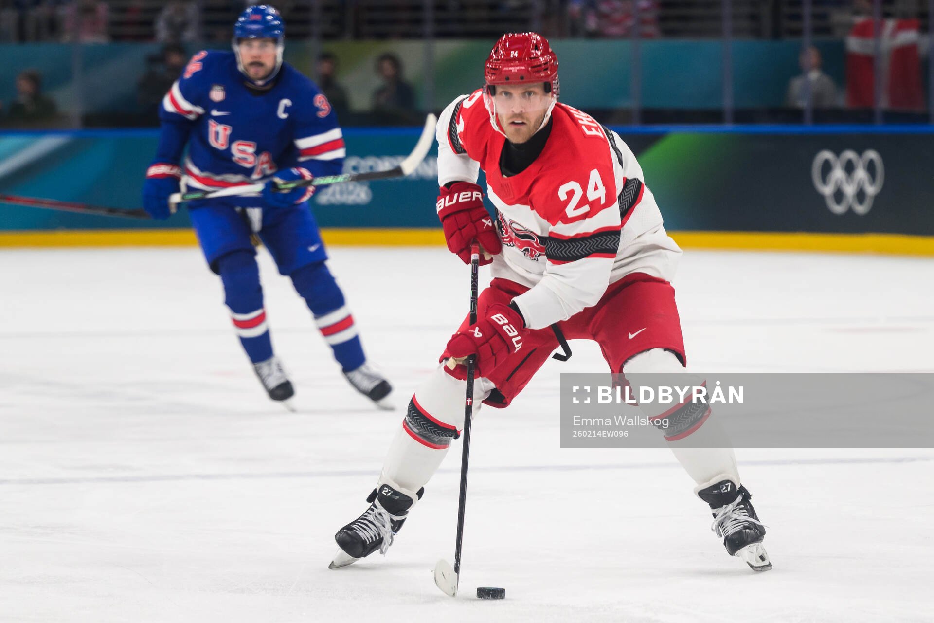 Nikolaj Ehlers of Denmark in the men's ice hockey game