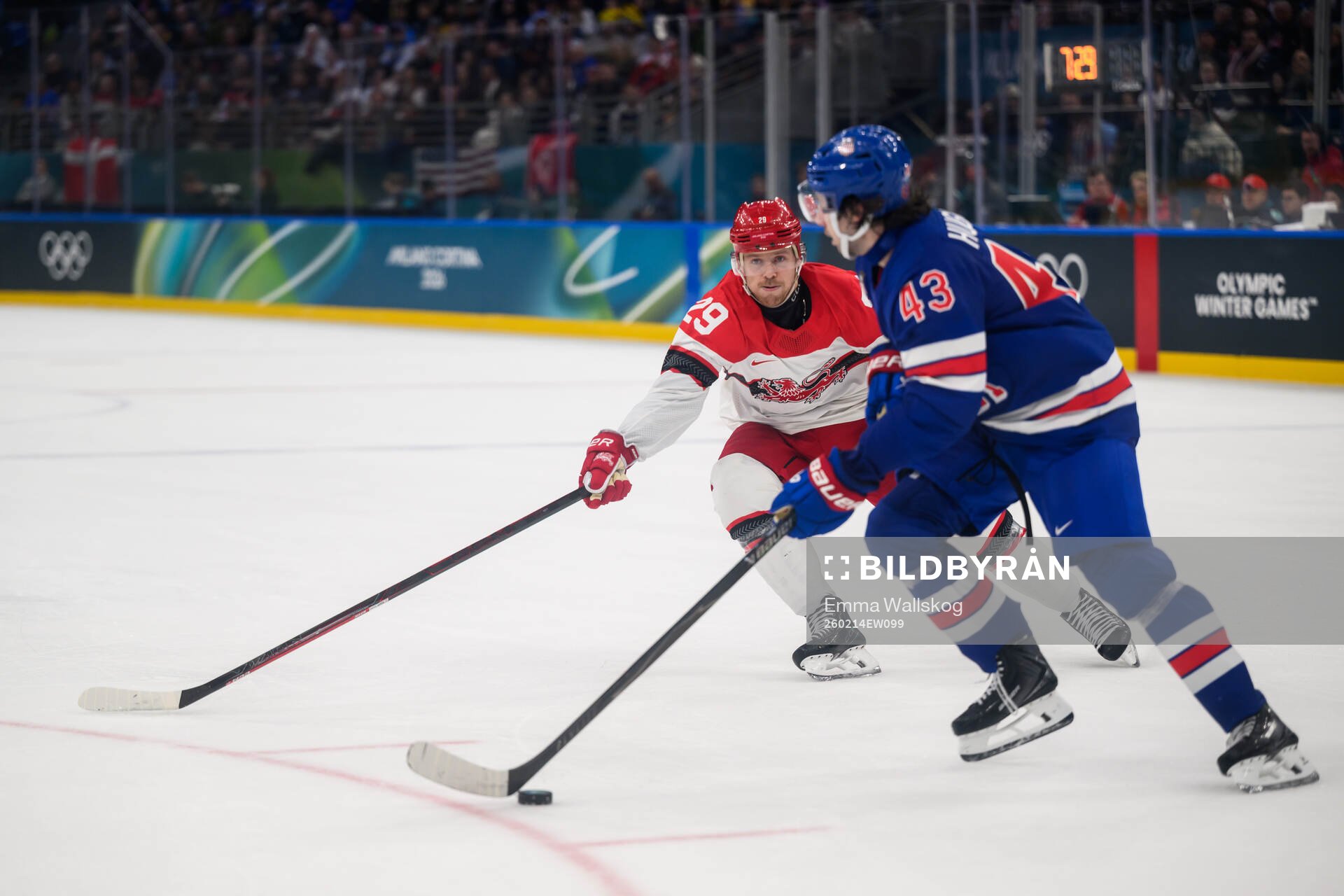 Mikkel Aagaard of Denmark and Quinn Hughes of USA in the