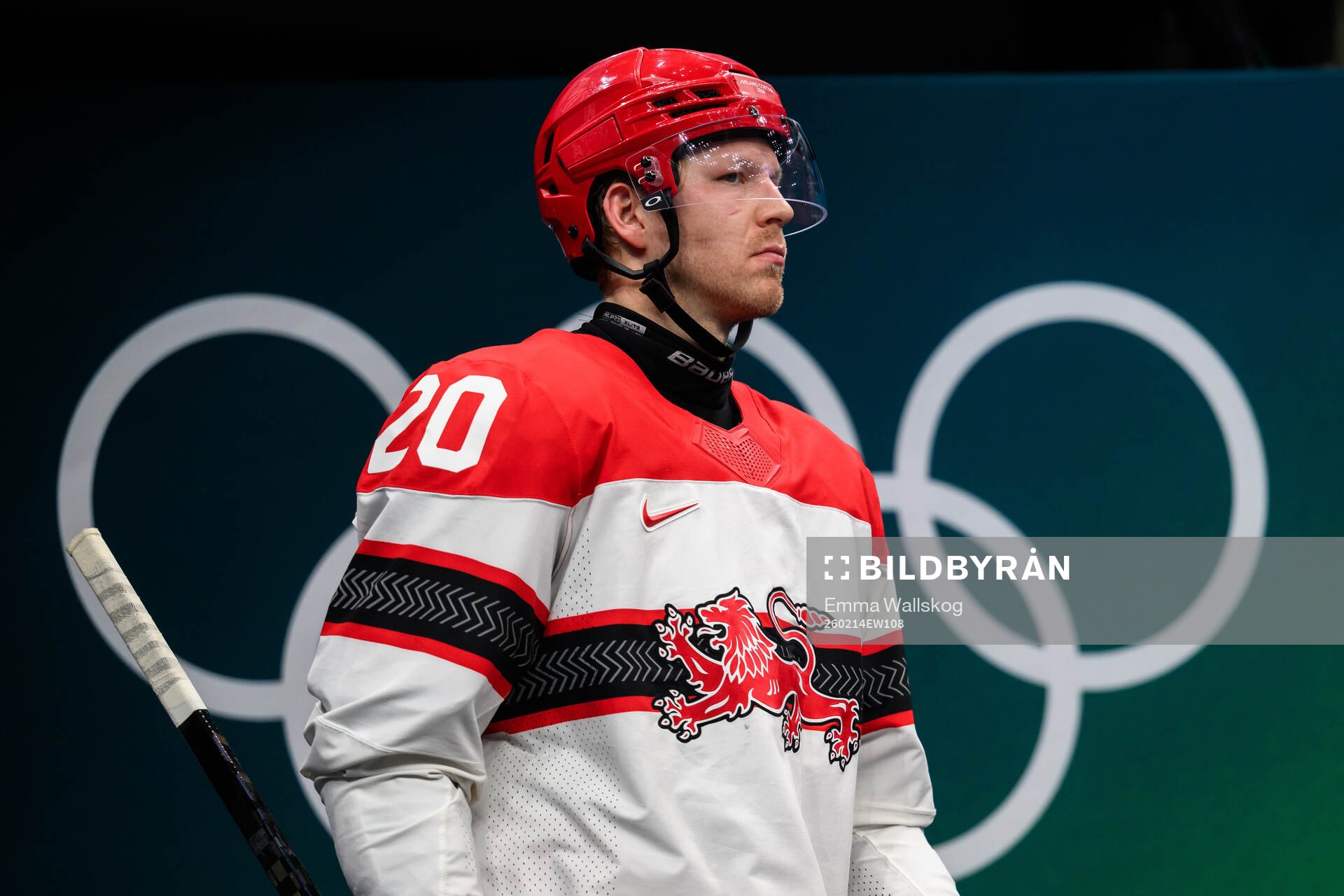 Lars Eller of Denmark in the men's ice hockey game between