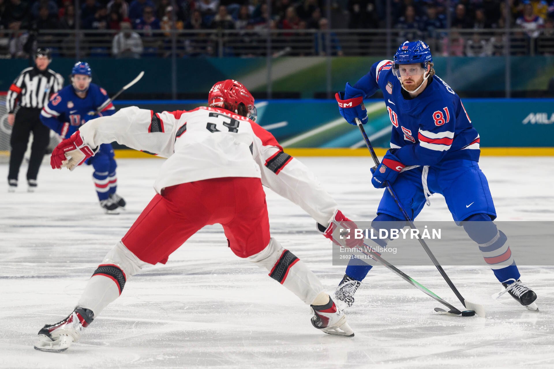 Kyle Connor of USA in the men's ice hockey game between USA