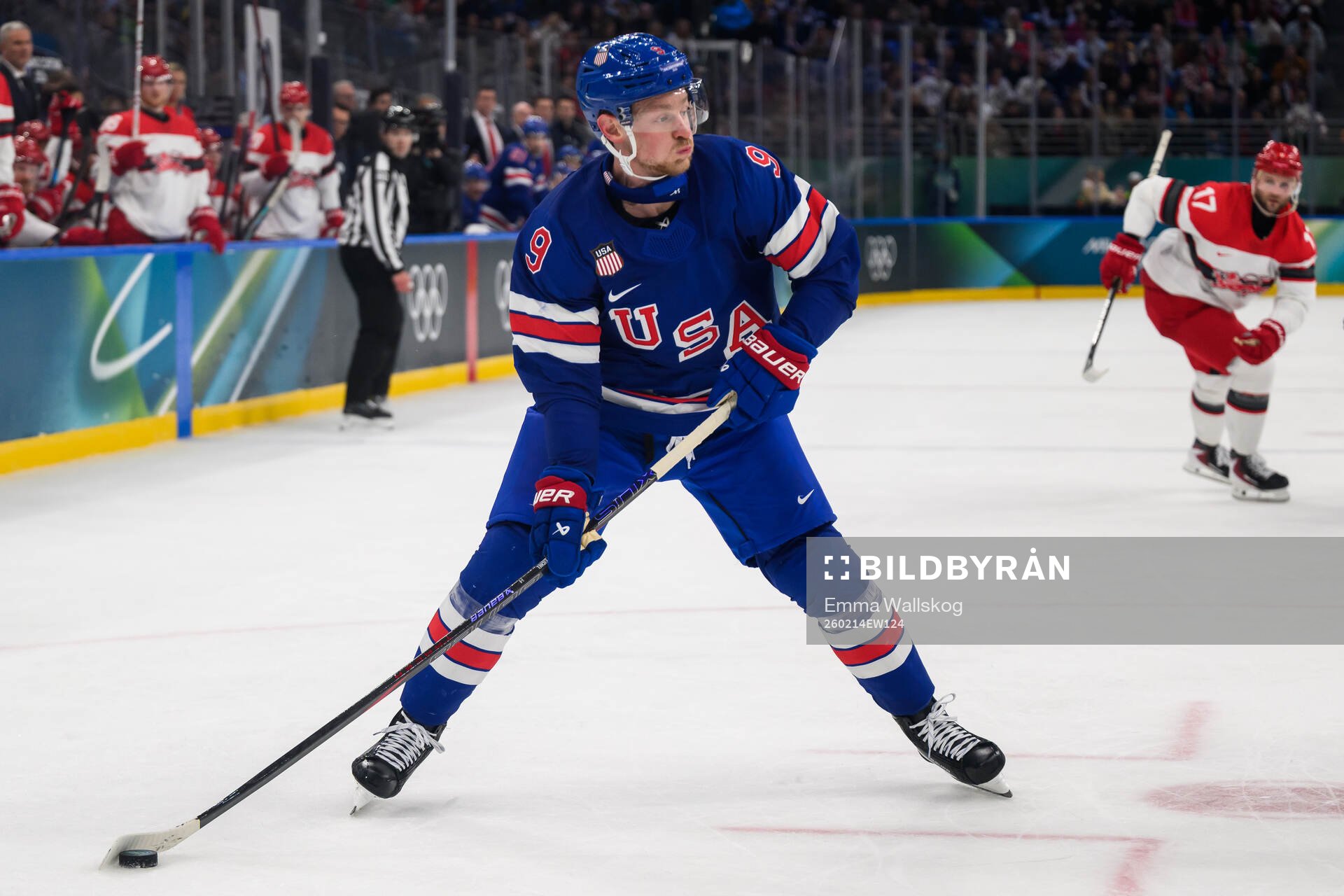 Jack Eichel of USA in the men's ice hockey game between USA