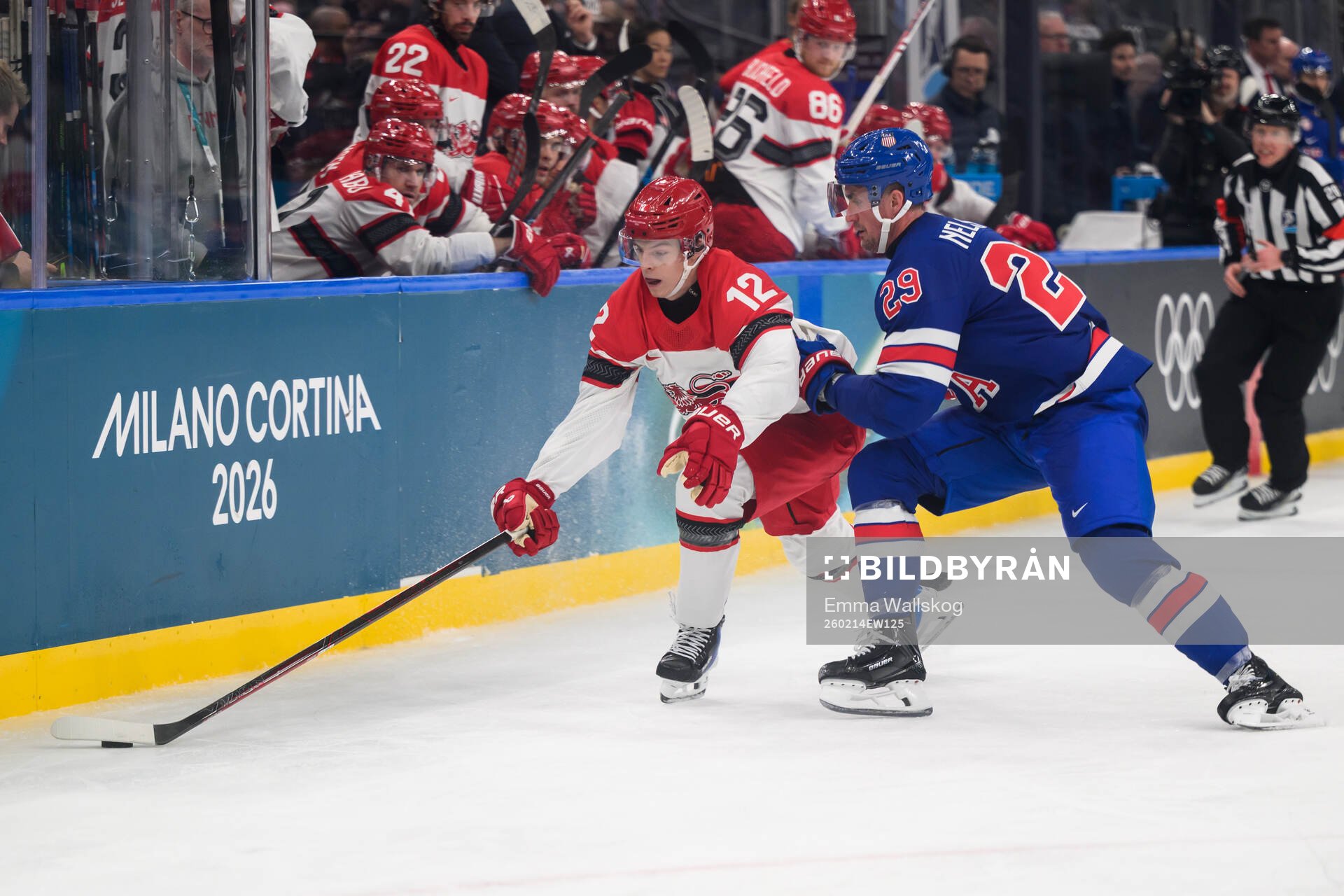 Oscar Mølgaard of Denmark and Brock Nelson of USA in the