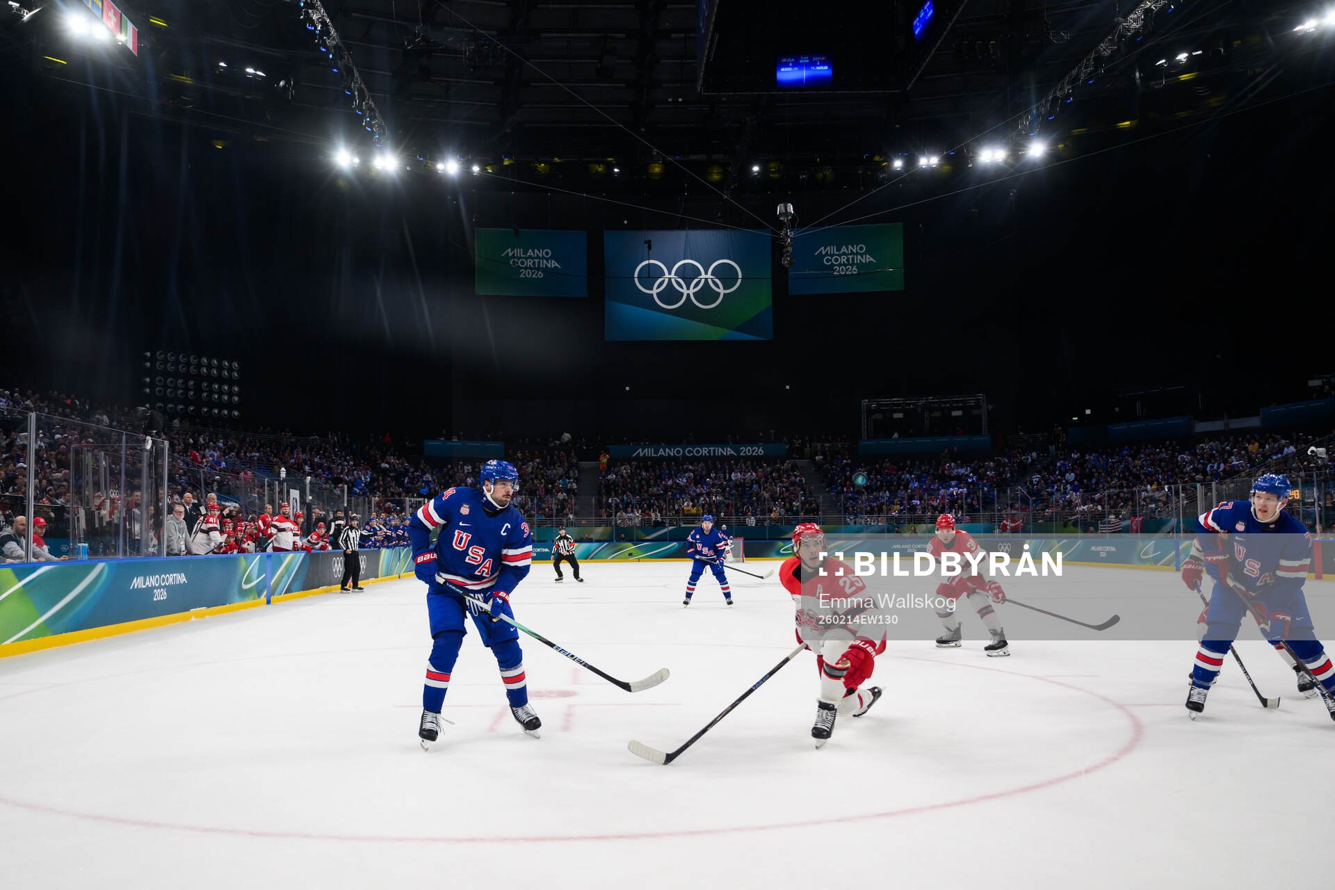 Auston Matthews of USA and Oliver Lauridsen of Denmark in