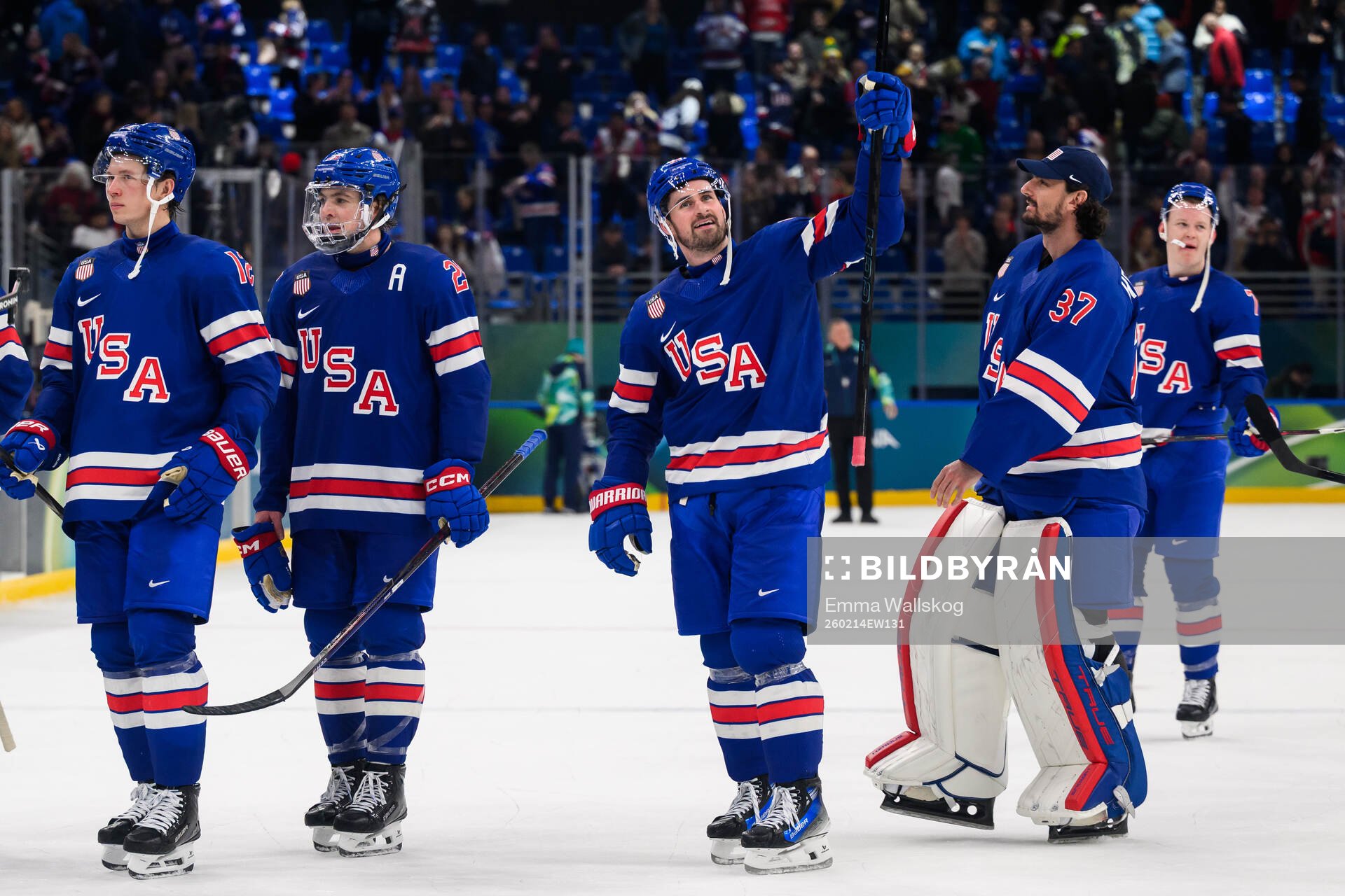 Dylan Larkin of USA celebrates