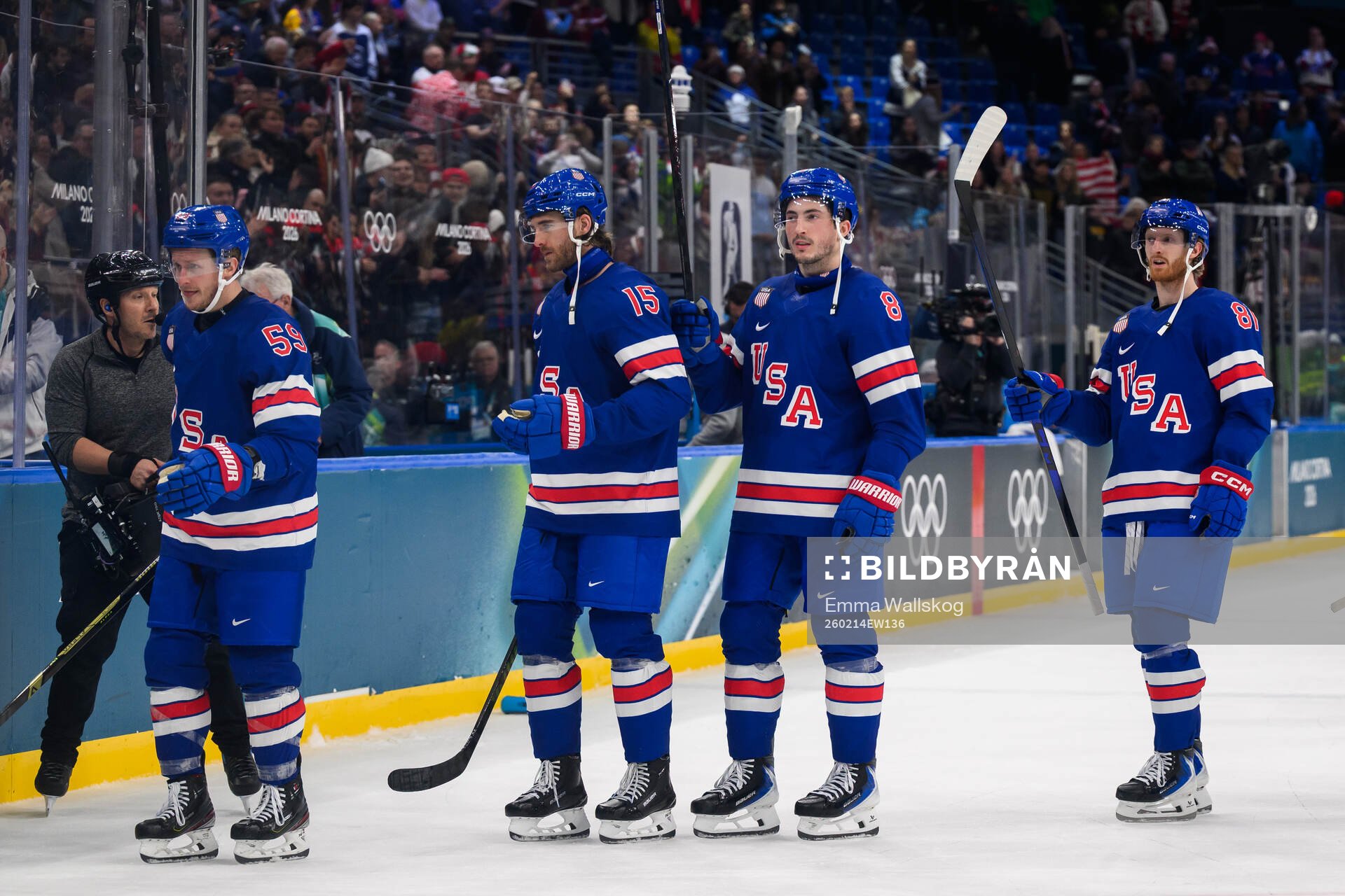 Jake Guentzel, Noah Hanifin, Zach Werenski and Kyle Connor