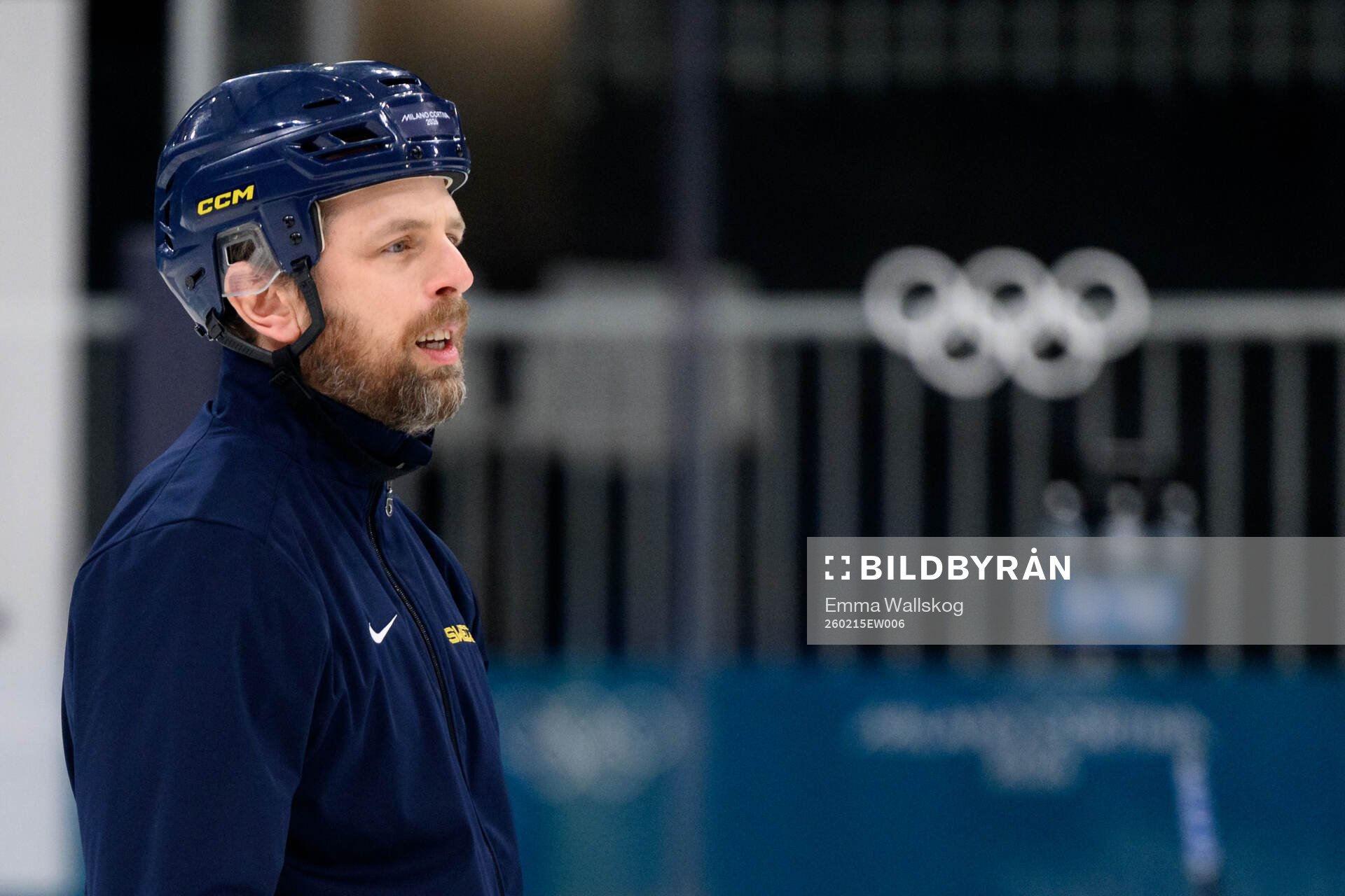 Head coach Ulf Lundberg of Sweden at an ice hockey practice