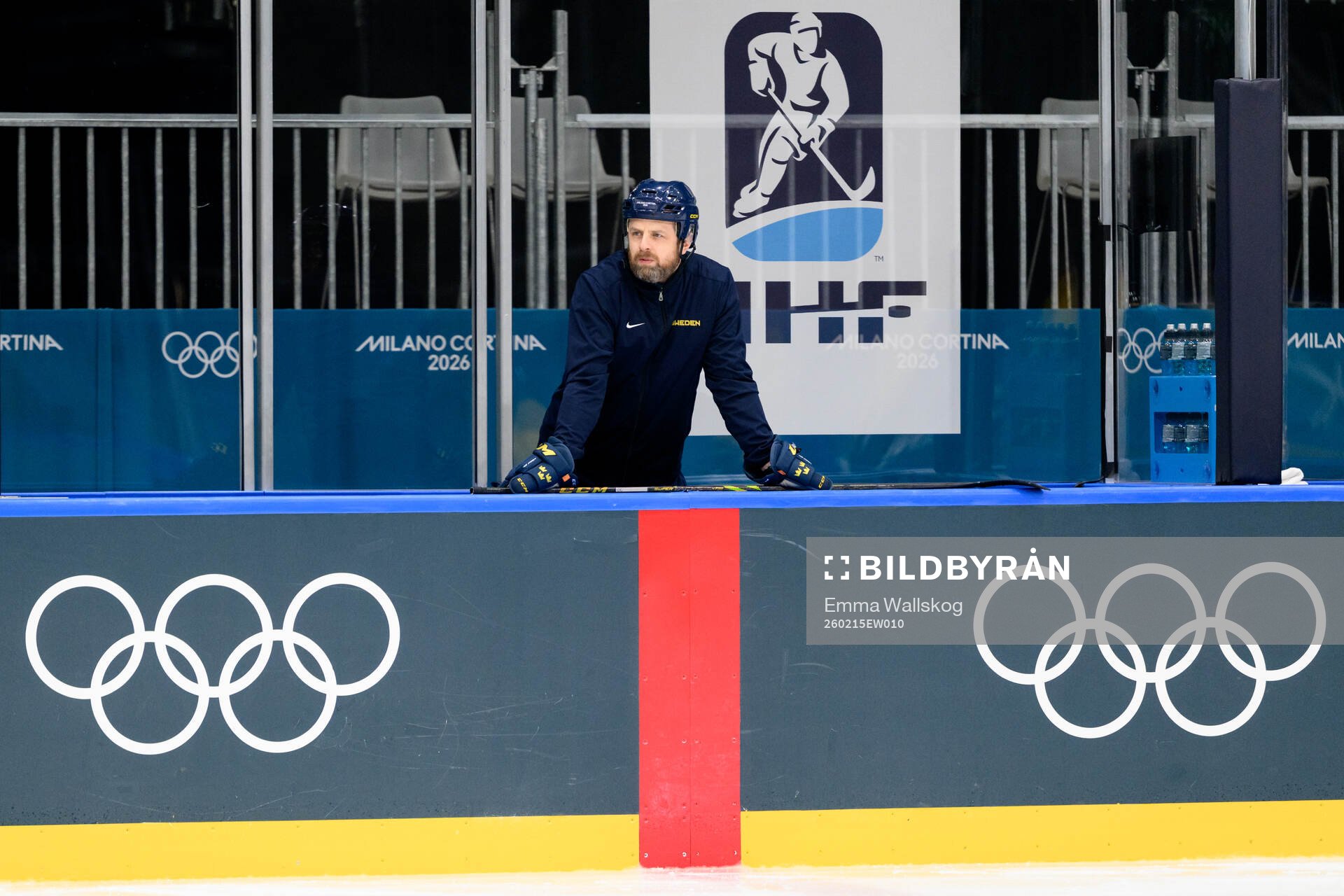 Head coach Ulf Lundberg of Sweden at an ice hockey practice