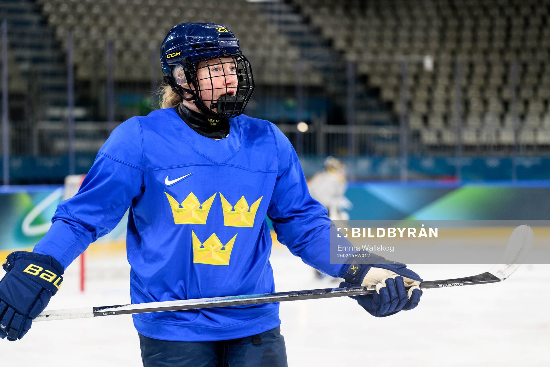 Lina Ljungblom of Sweden at an ice hockey practice session