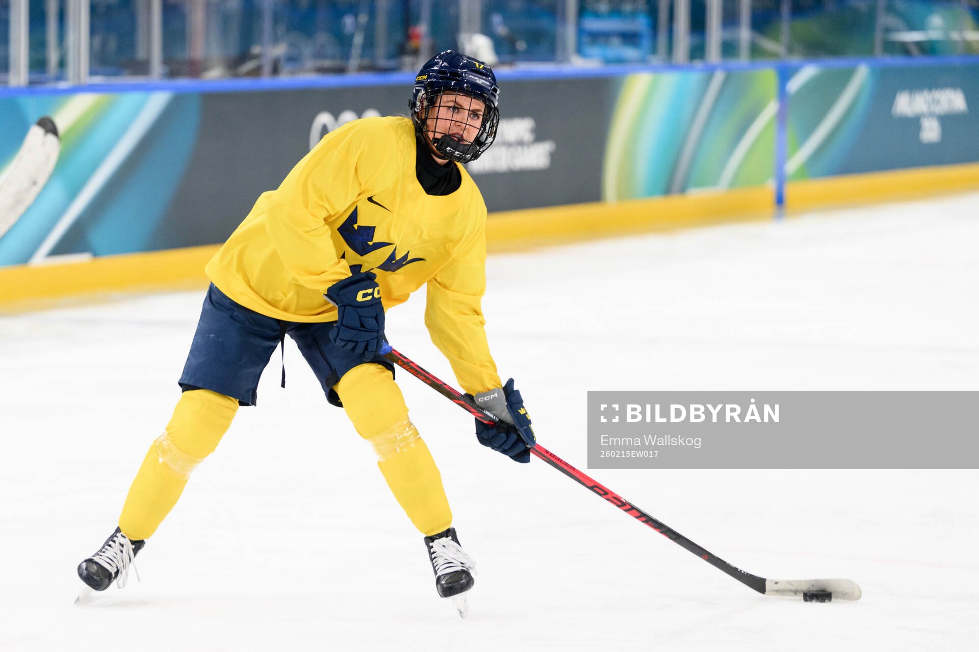 Sofie Lundin of Sweden at an ice hockey practice session