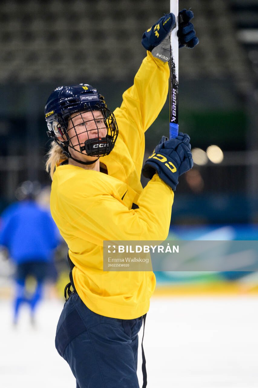 Hilda Svensson of Sweden at an ice hockey practice session