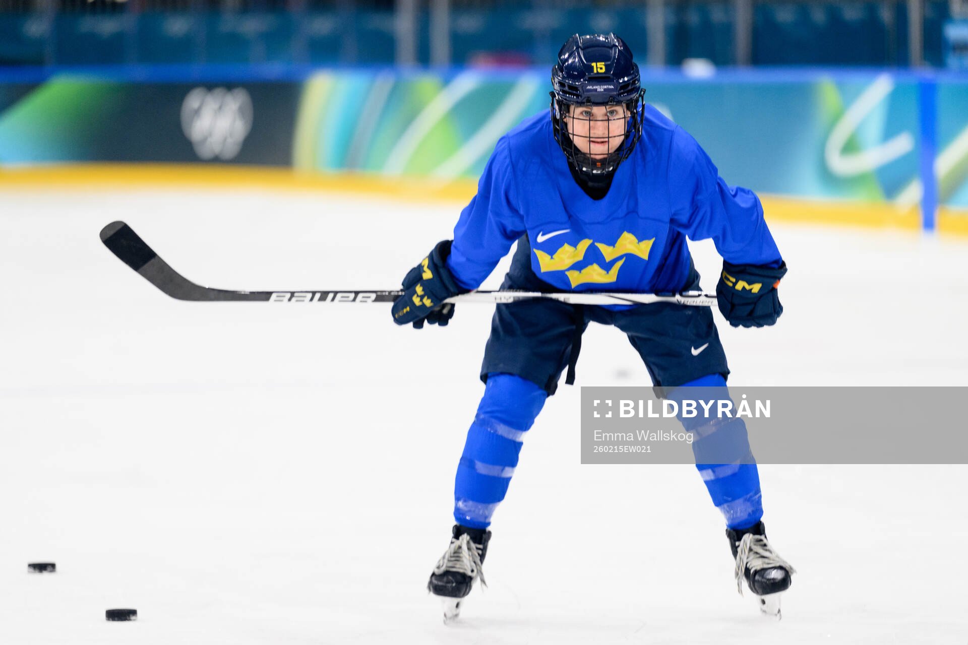Lisa Johansson of Sweden at an ice hockey practice session