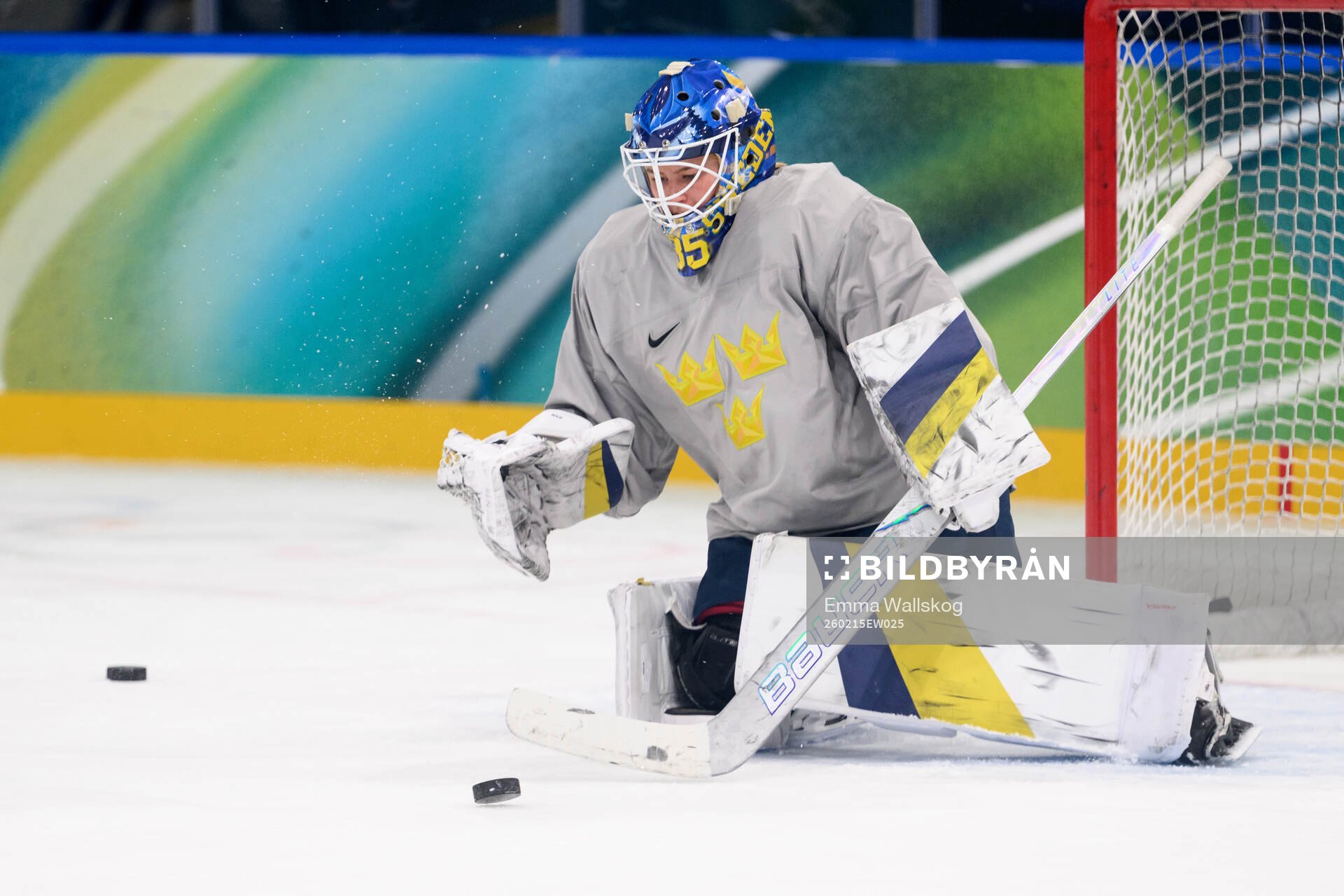 Tindra Holm of Sweden at an ice hockey practice session