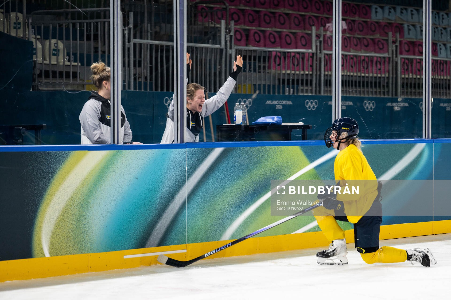 Mira Jungåker and Hilda Svensson of Sweden at an ice