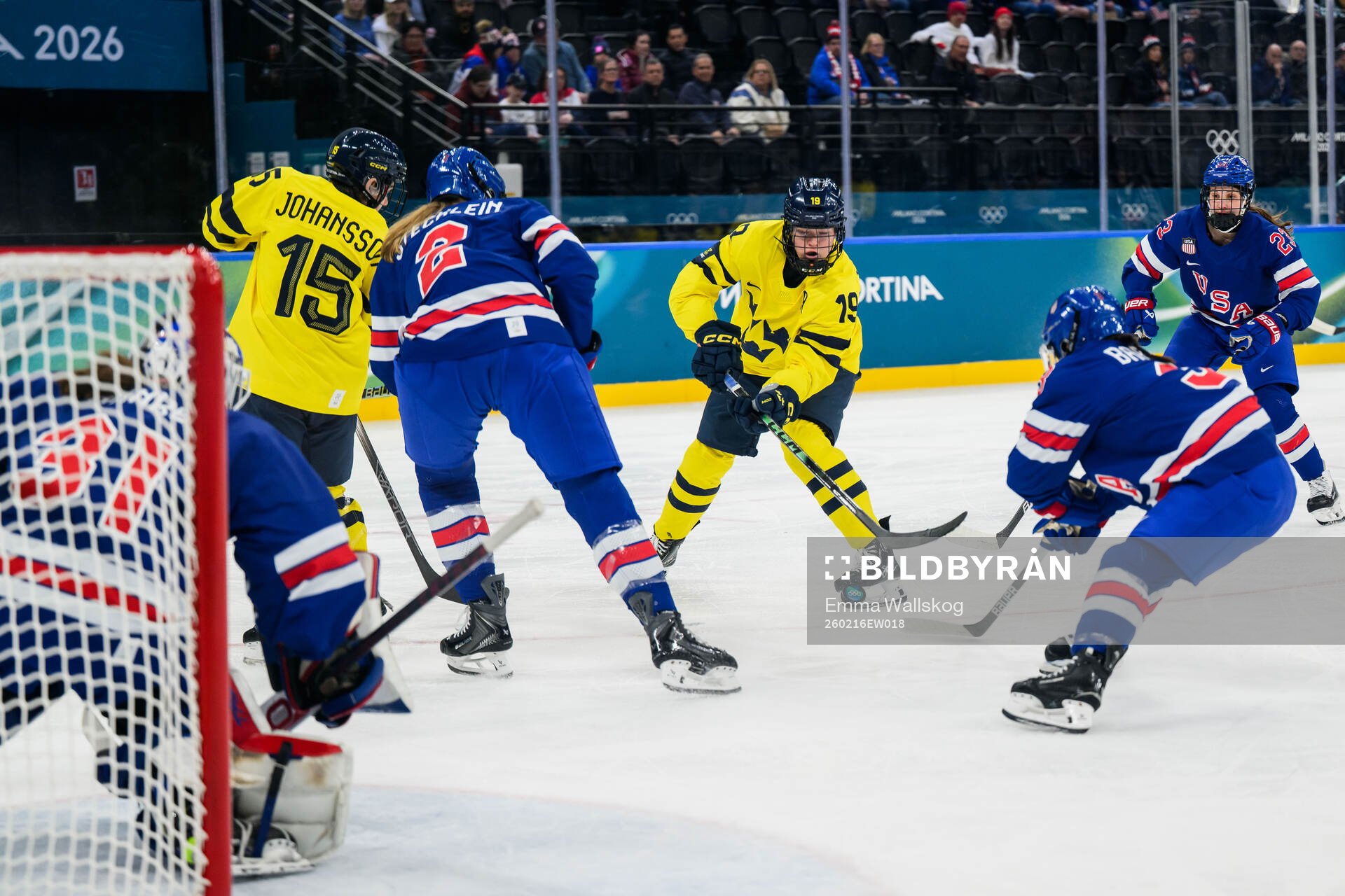 Sara Hjalmarsson of Sweden in the women's ice hockey