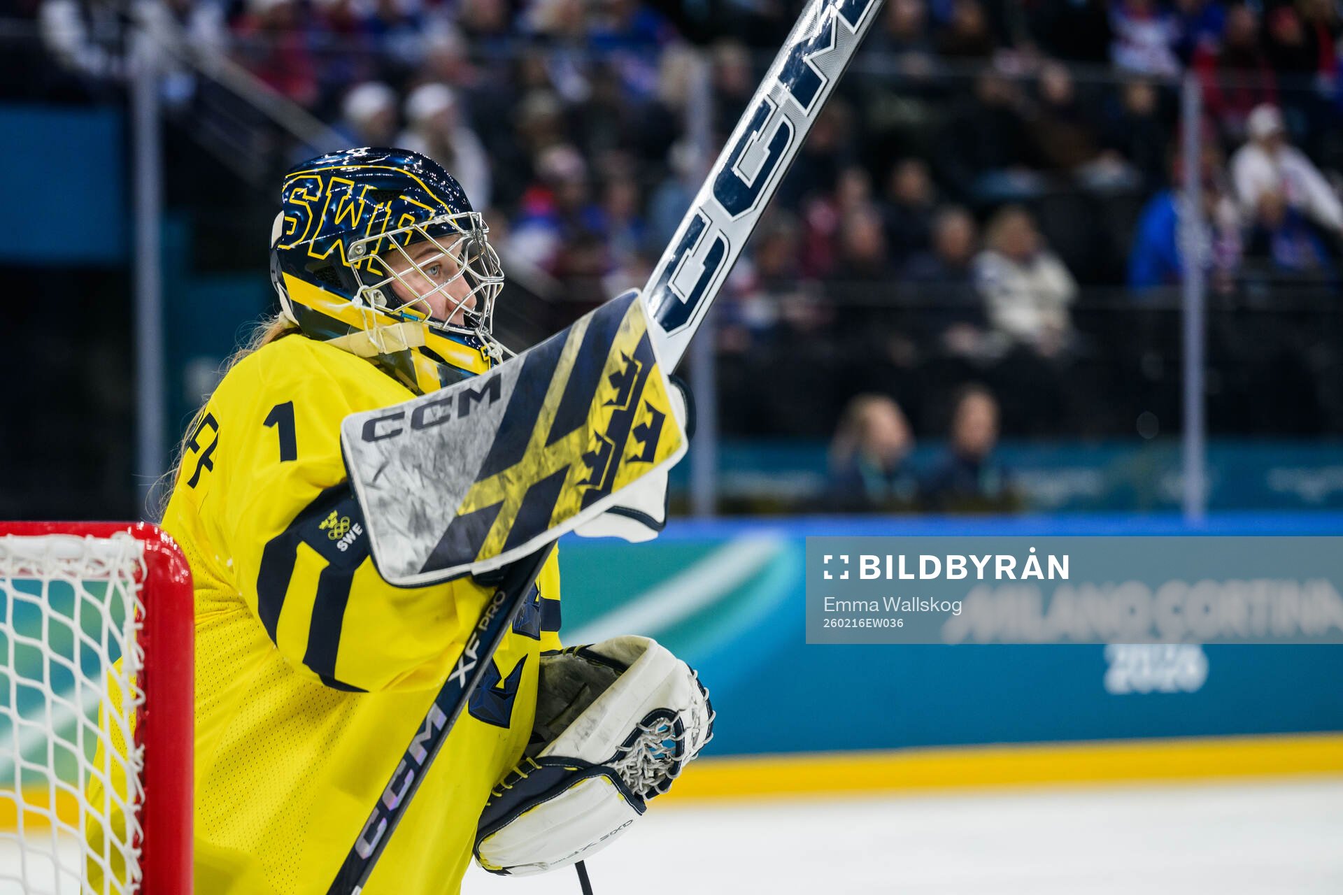 Goaltender Ebba Svensson Träff of Sweden in the women's