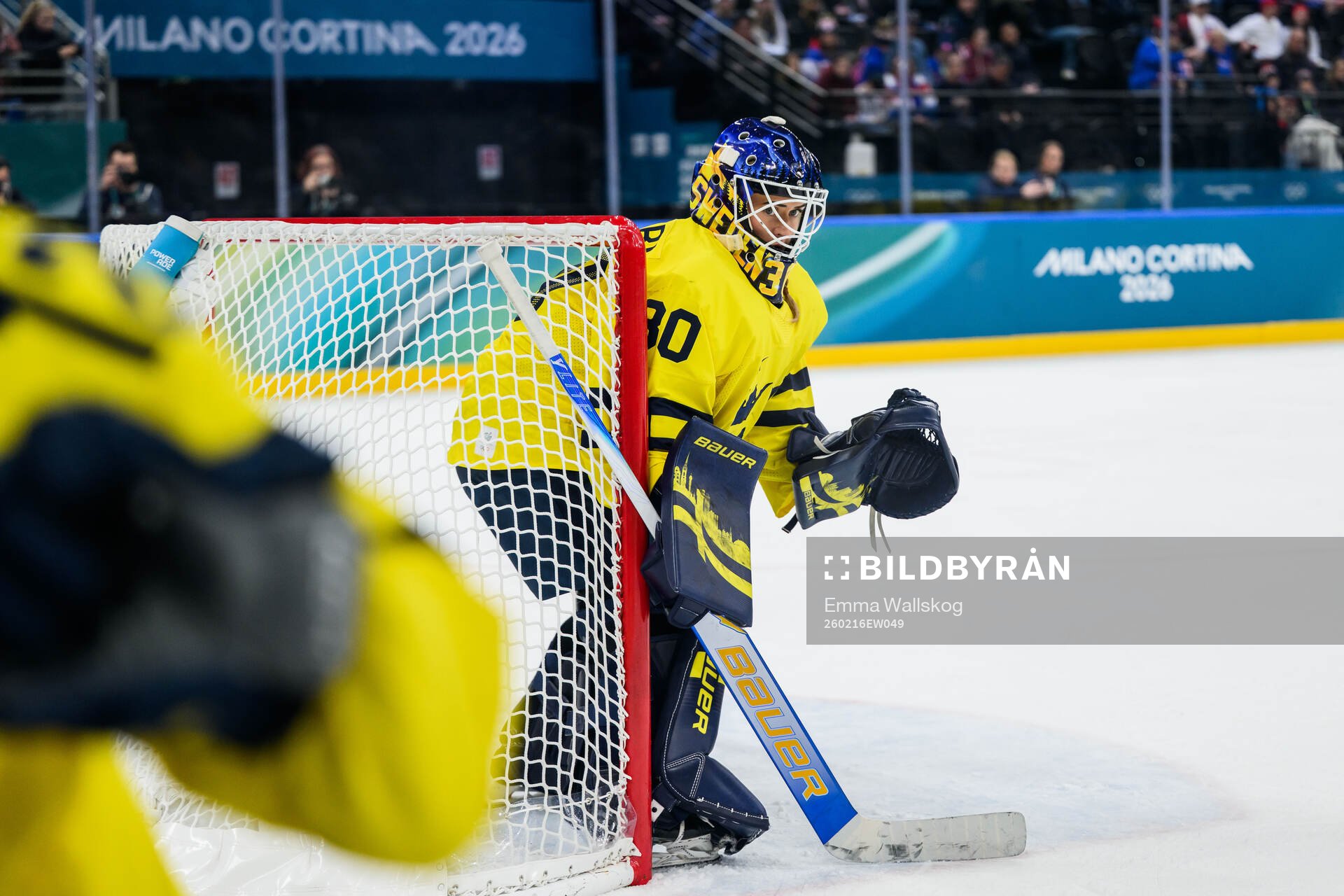 Goaltender Emma Söderberg of Sweden in the women's ice
