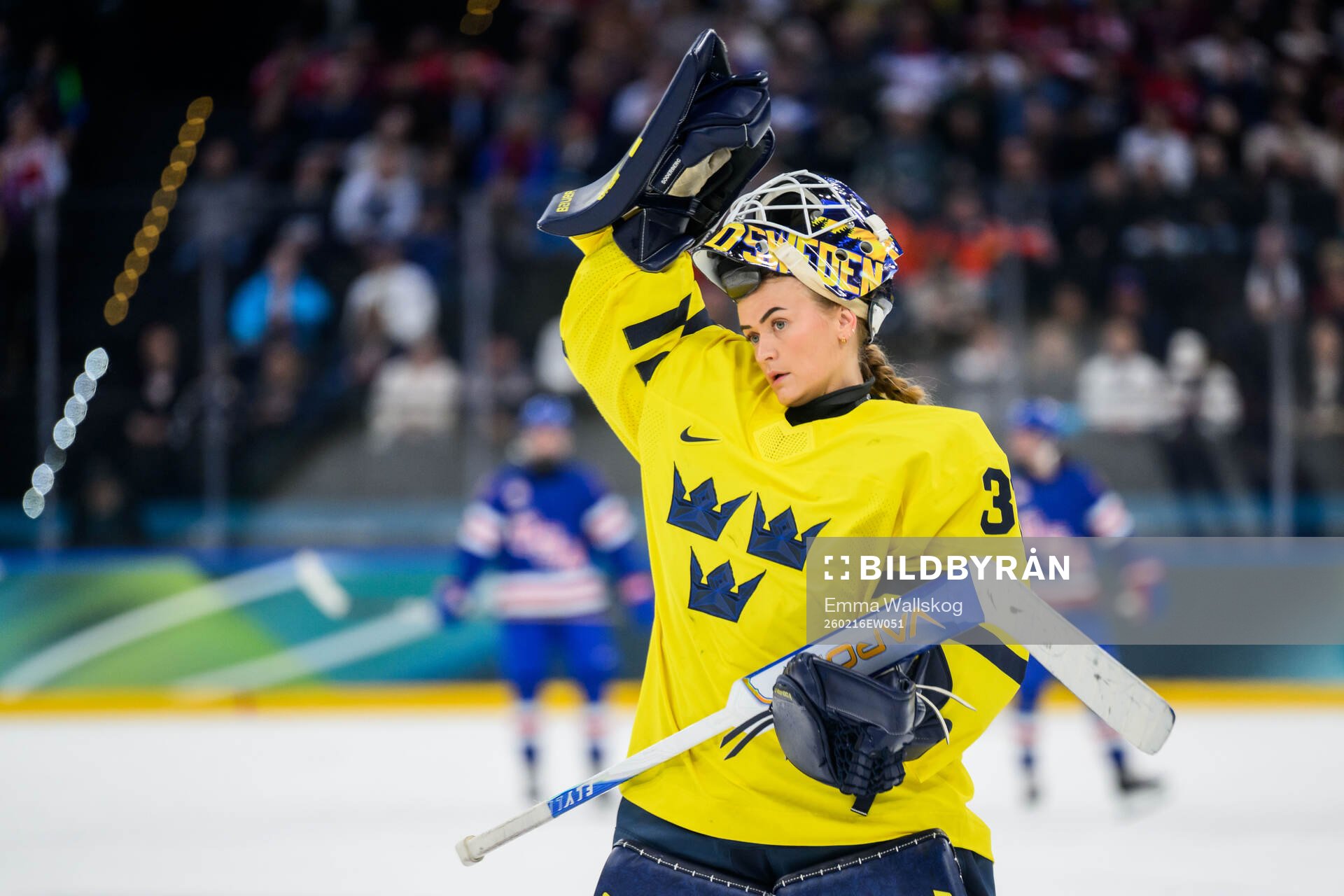 Goaltender Emma Söderberg of Sweden in the women's ice