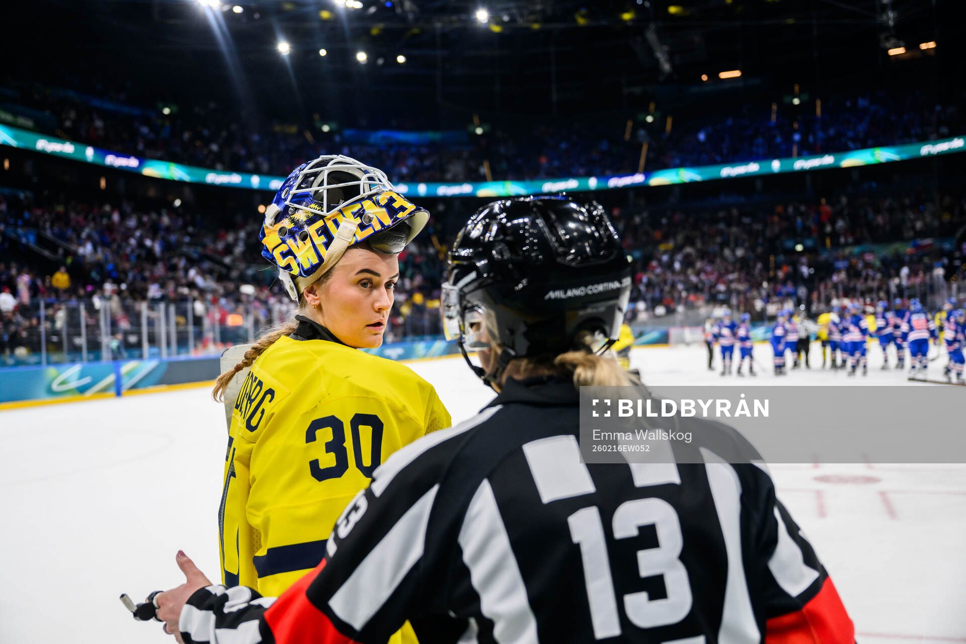Goaltender Emma Söderberg of Sweden in the women's ice