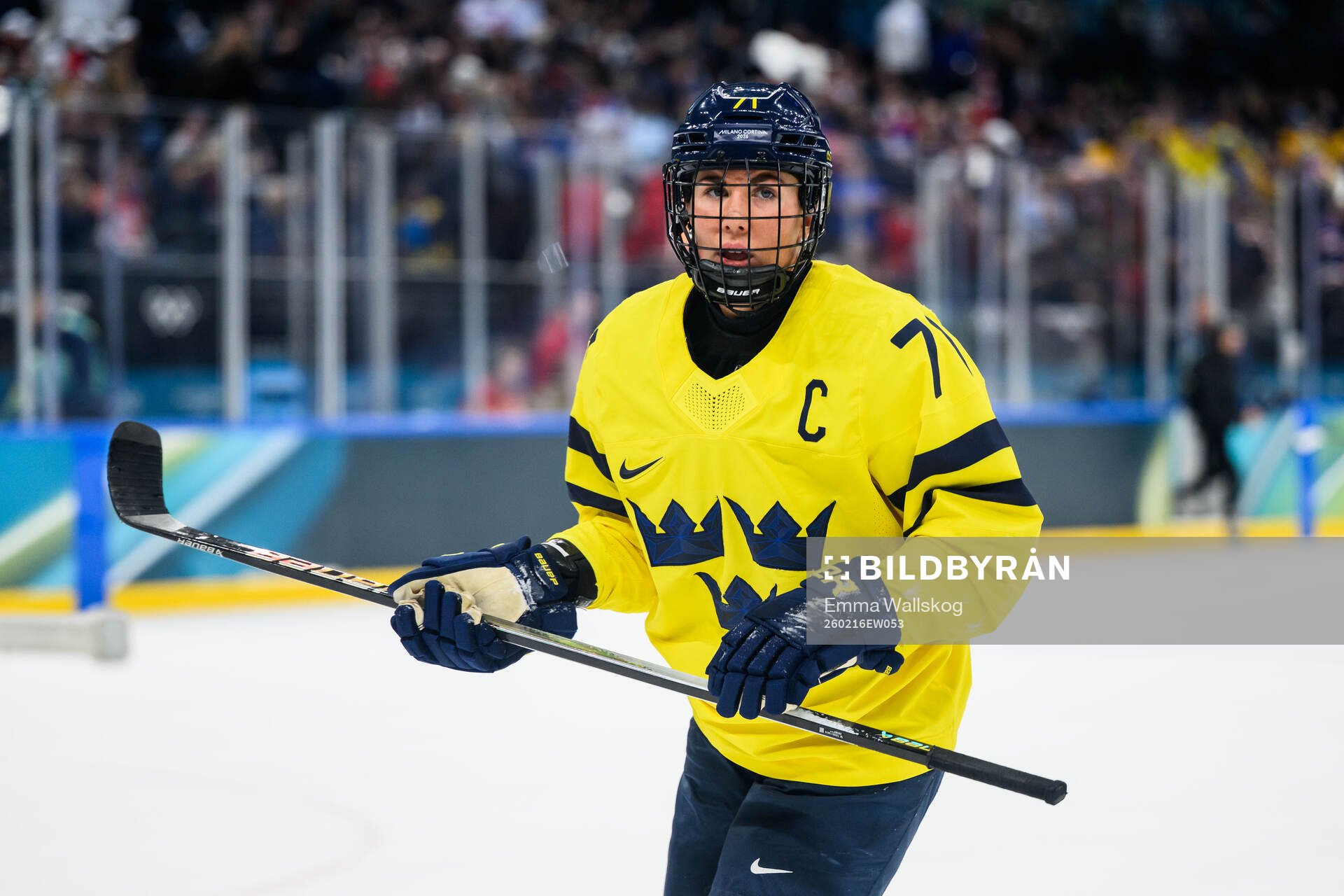 Anna Kjellbin of Sweden in the women's ice hockey semifinal