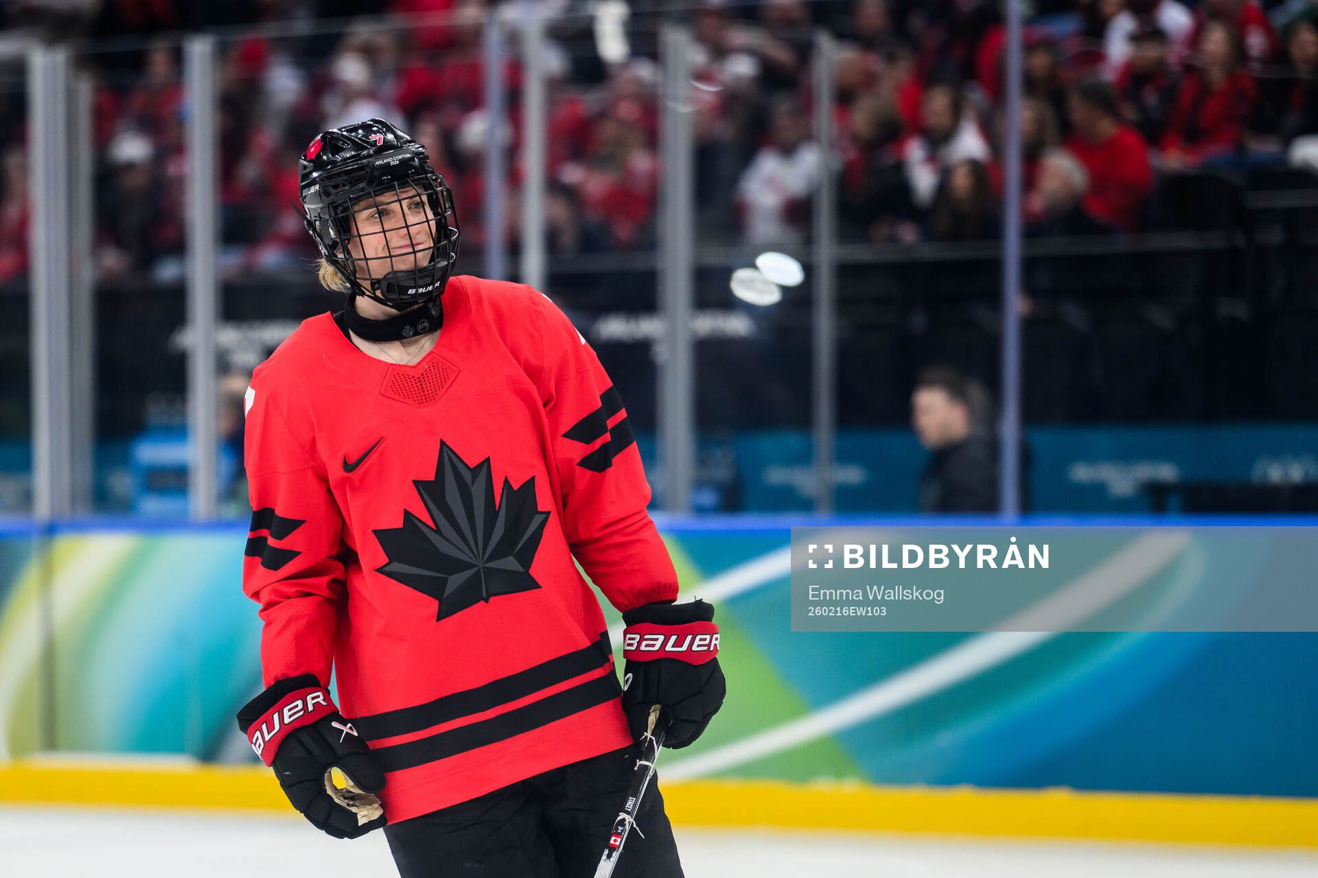 Laura Stacey of Canada in the women's ice hockey semifinal