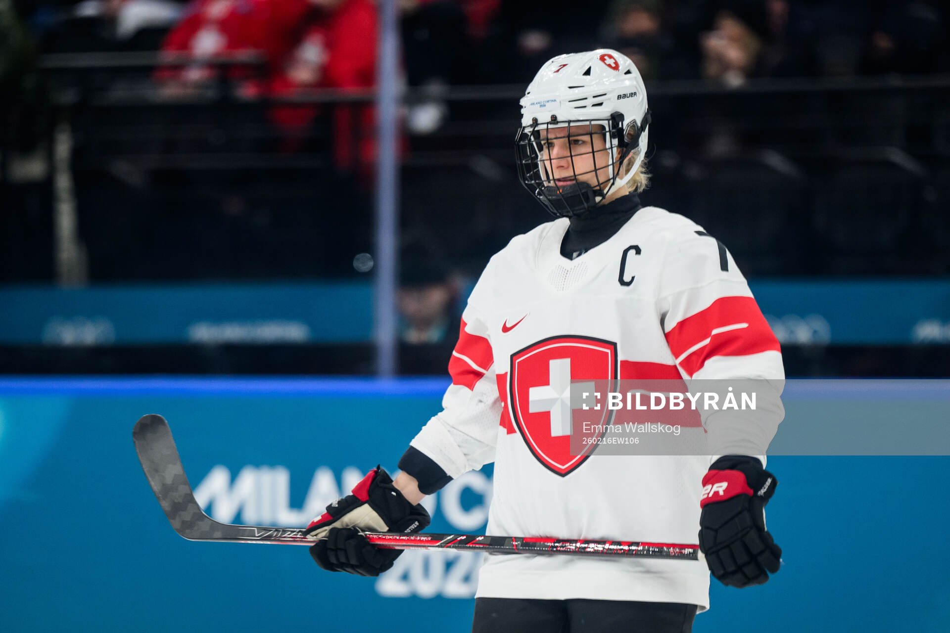 Lara Stalder of Switzerland in the women's ice hockey