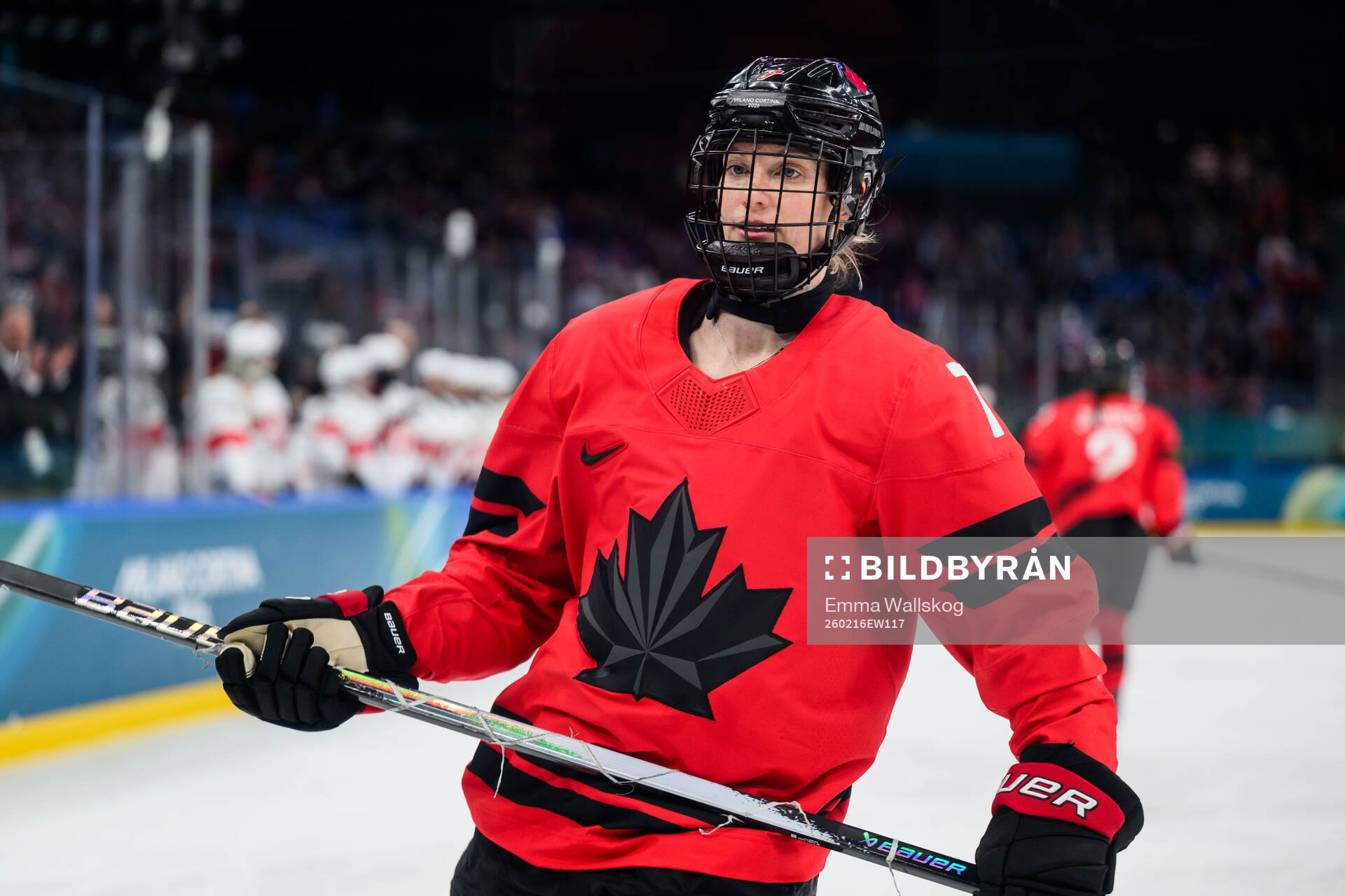 Laura Stacey of Canada in the women's ice hockey semifinal
