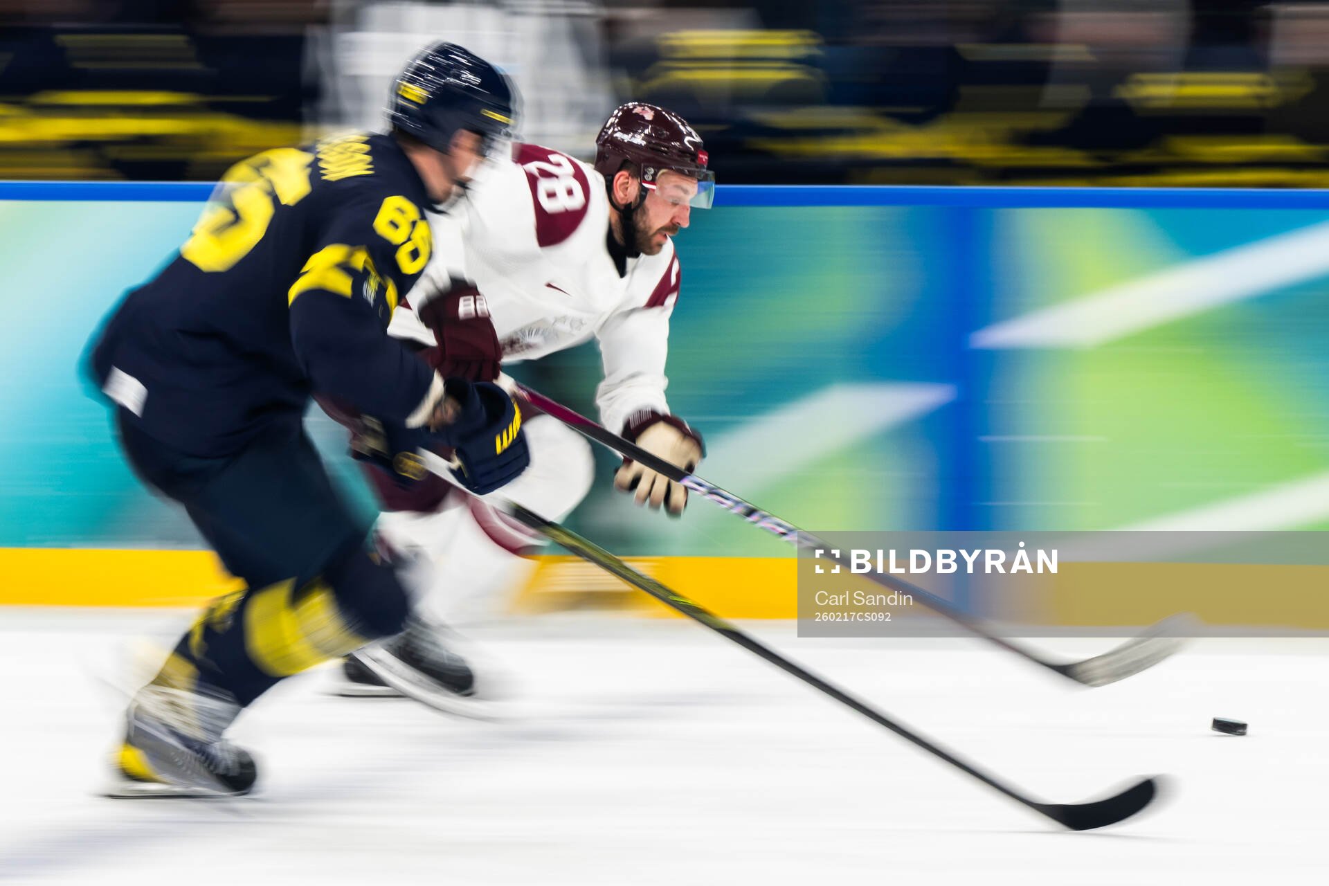 Zemgus Girgensons of Latvia in the men's ice hockey