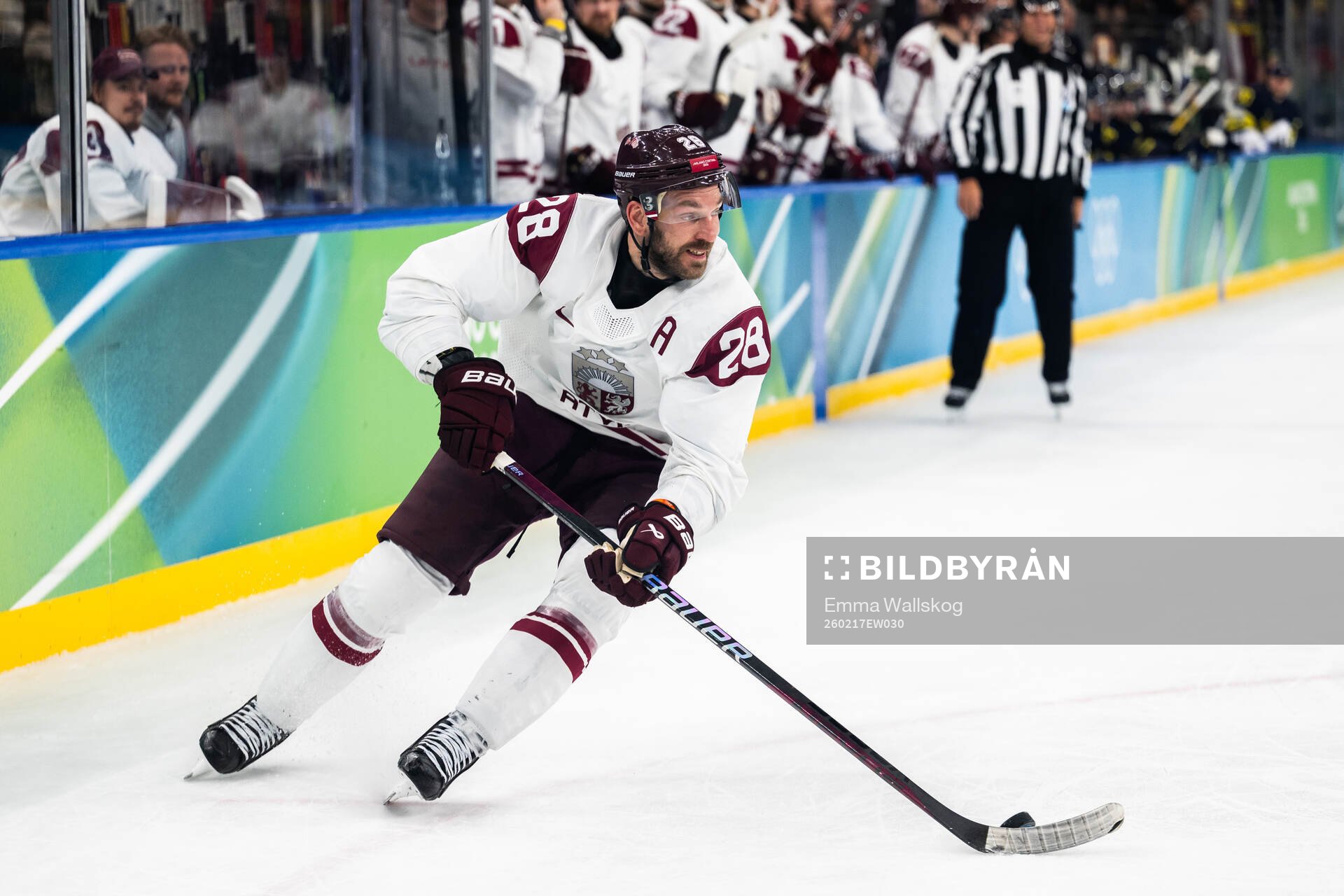 Zemgus Girgensons of Latvia in the men's ice hockey