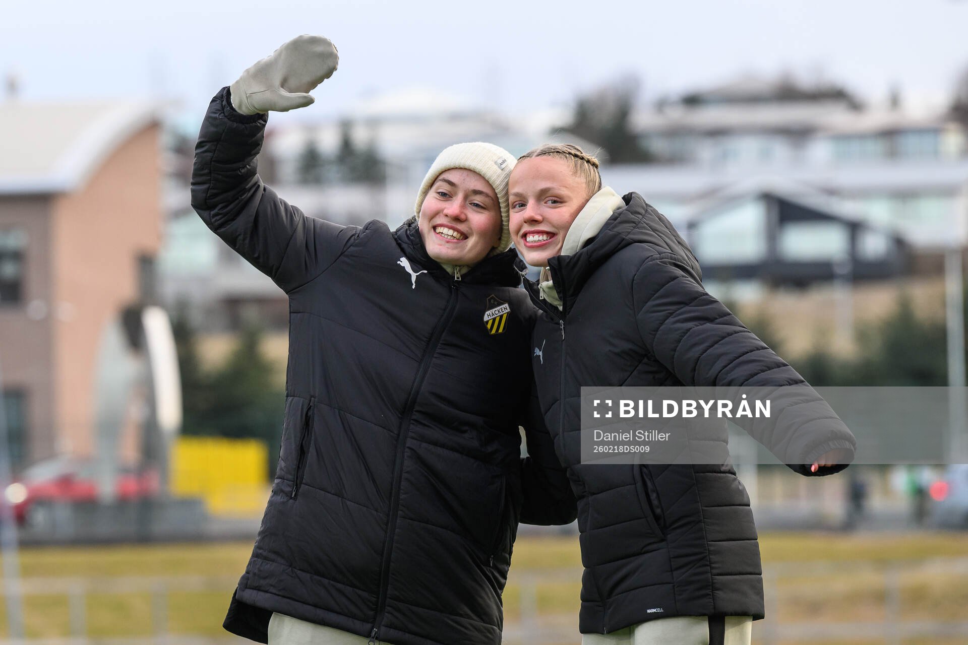 Goalkeeper Fanney Birkisdottir and Thelma Karen Palmadottir