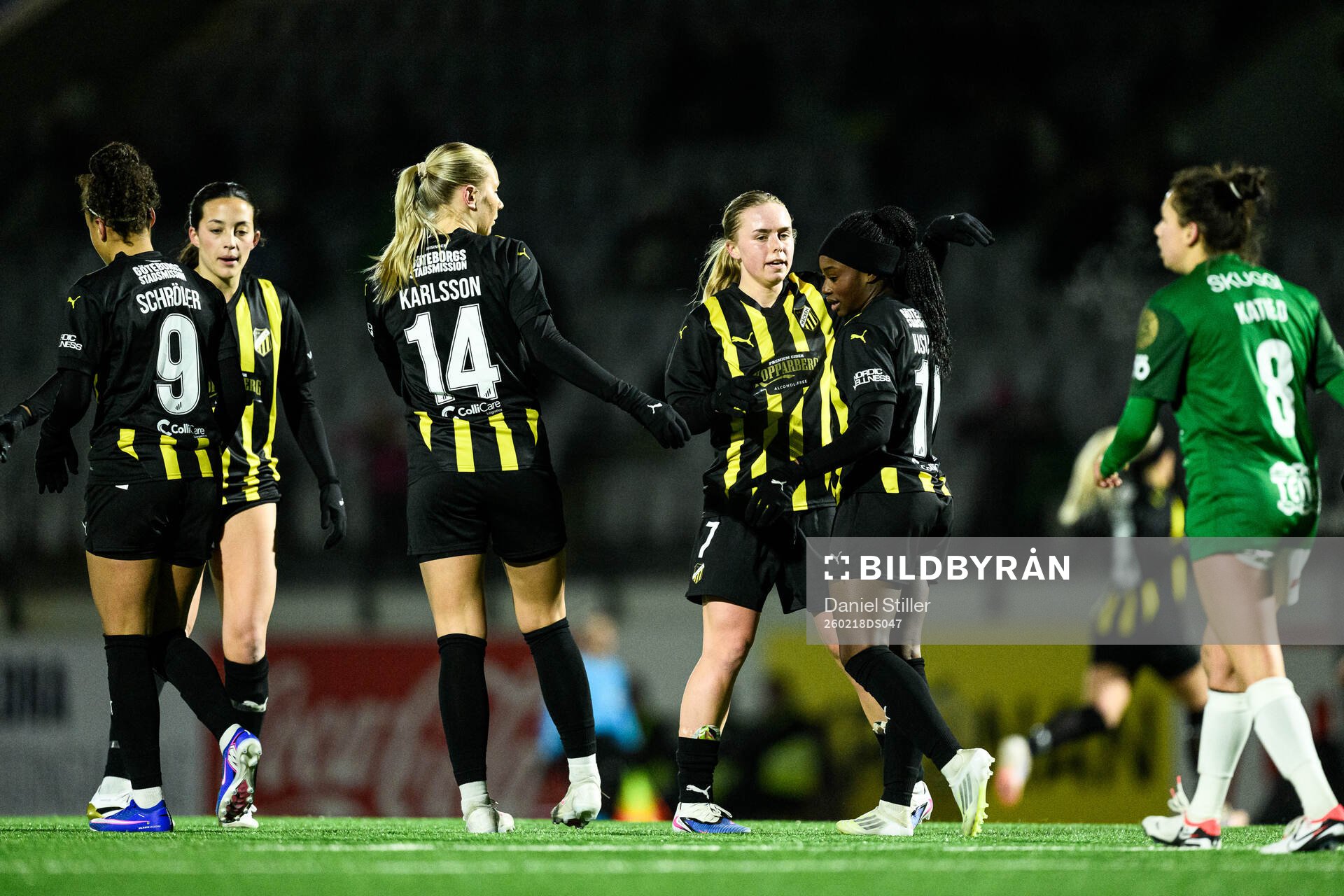 Pernille Sanvig and Monica Jusu Bah of Häcken celebrate