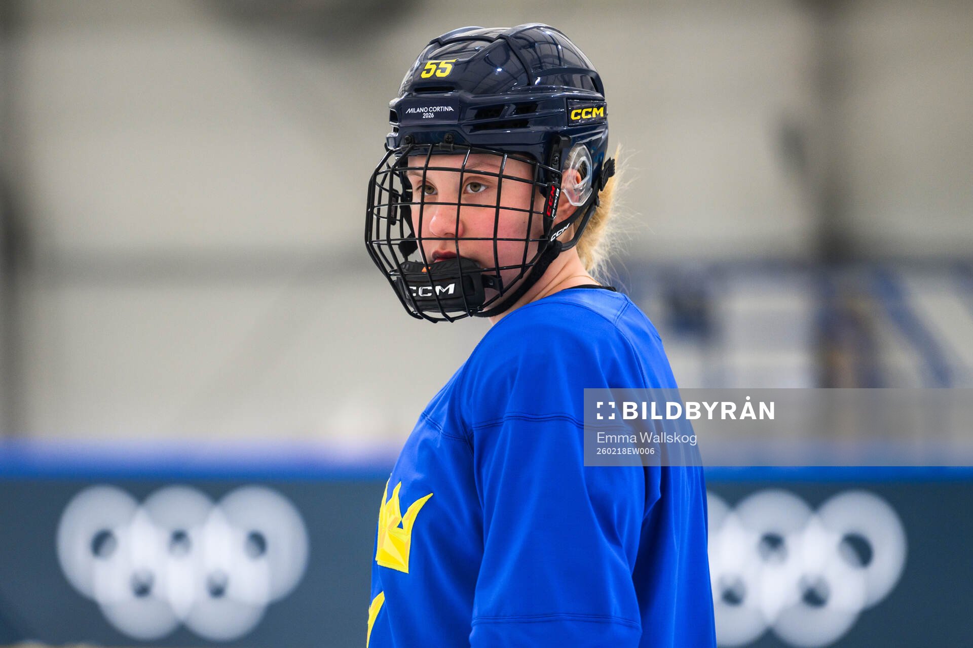 Jenna Raunio of Sweden at an ice hockey practice session