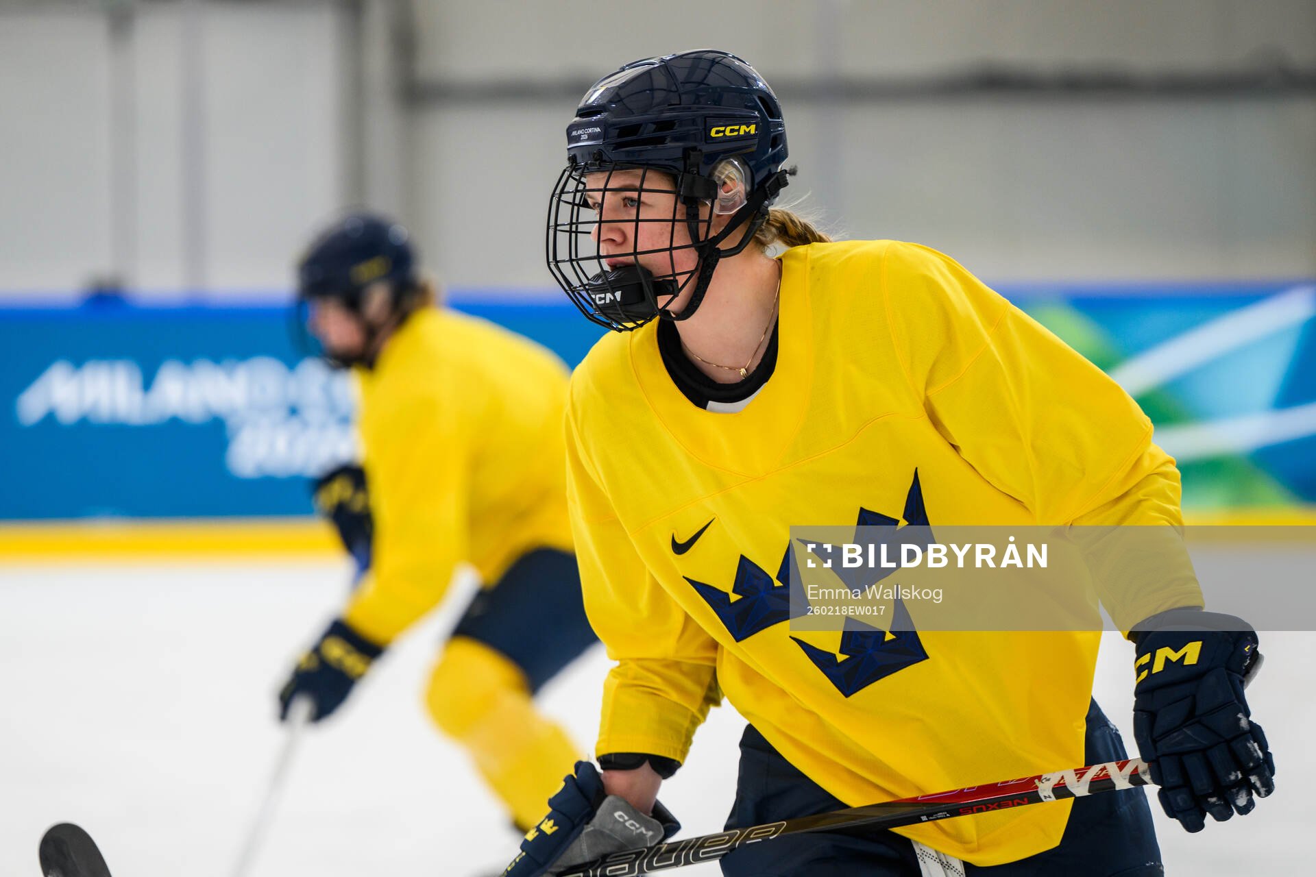 Mira Jungåker of Sweden at an ice hockey practice session