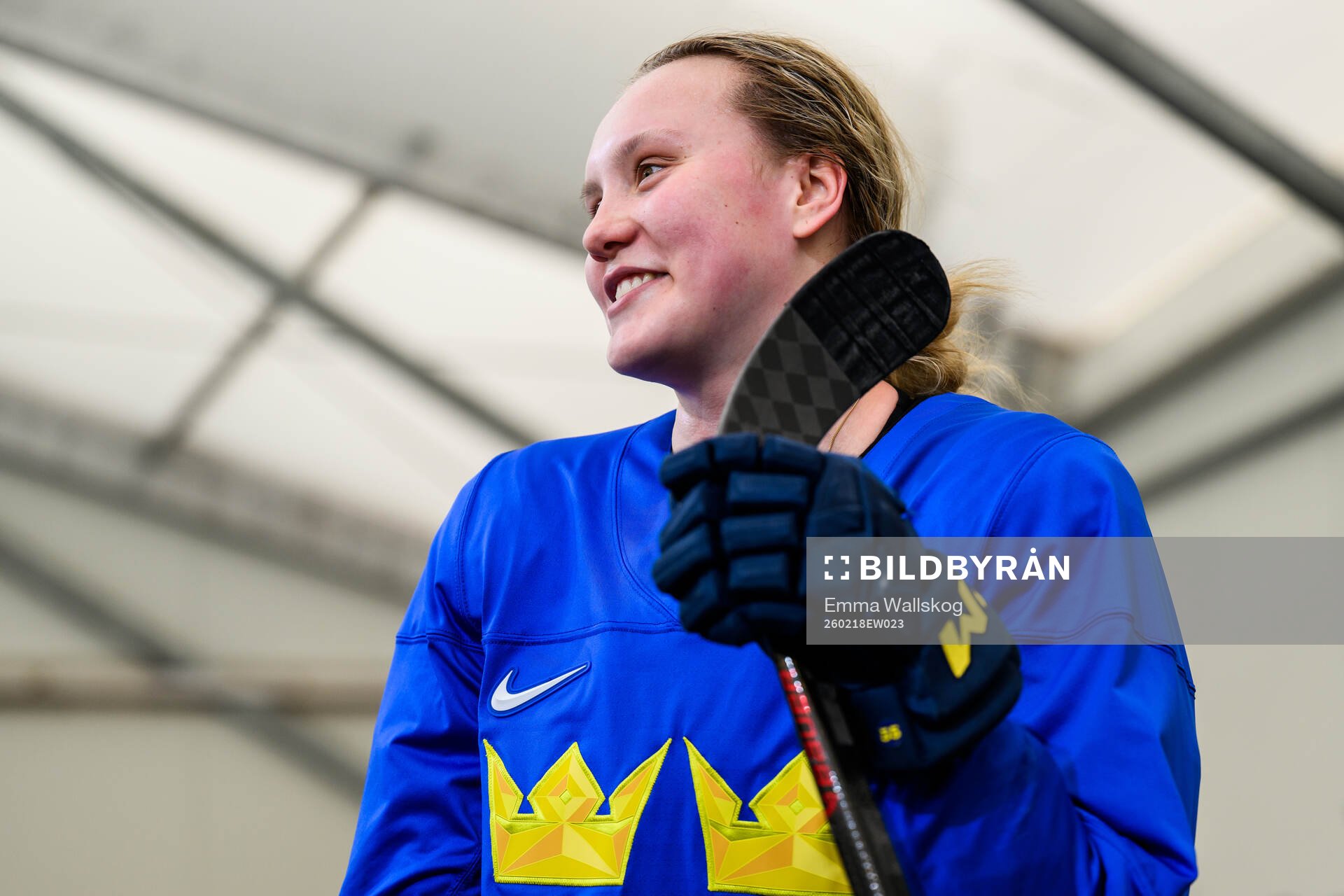 Jenna Raunio of Sweden at an ice hockey practice session