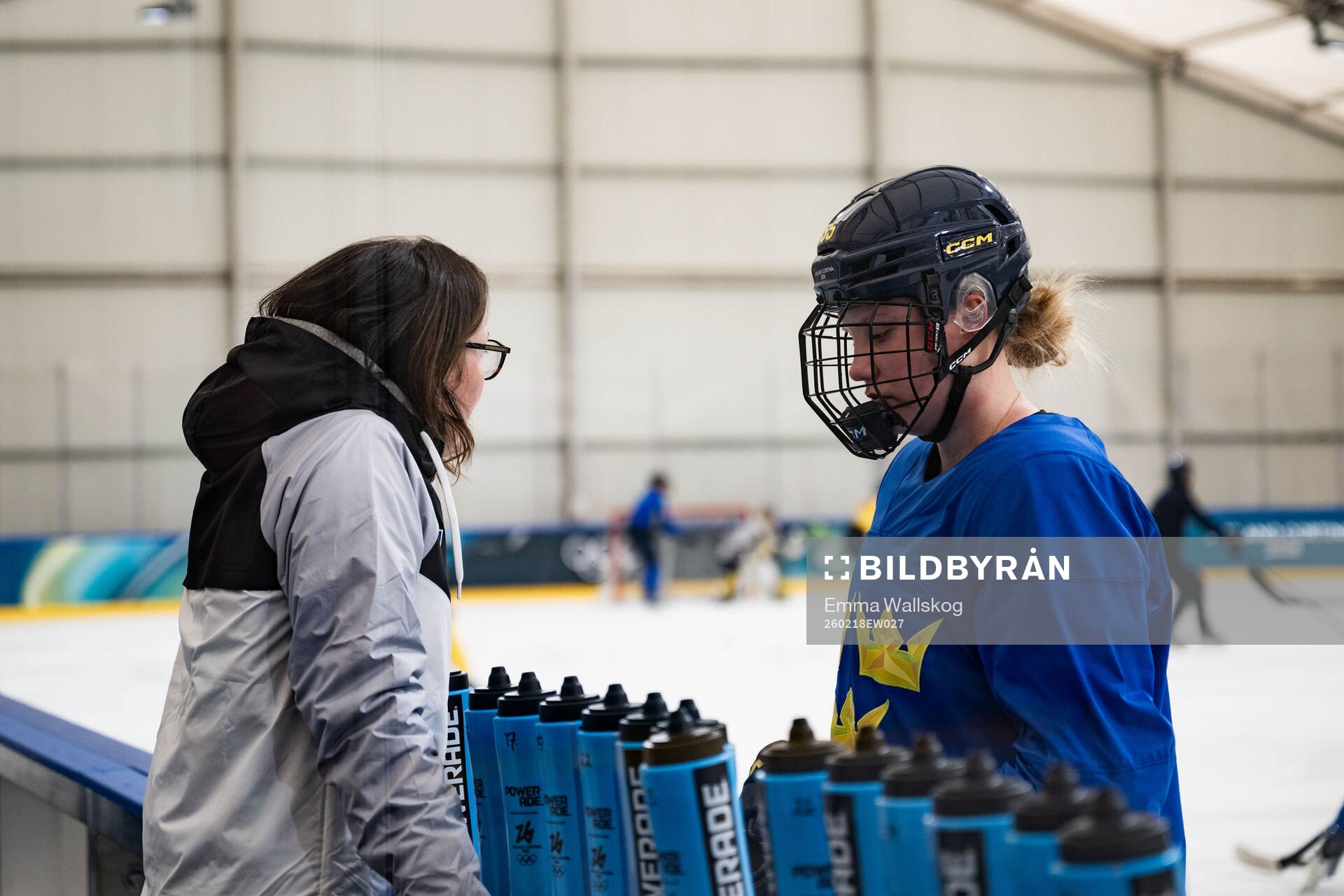 Jenna Raunio of Sweden at an ice hockey practice session