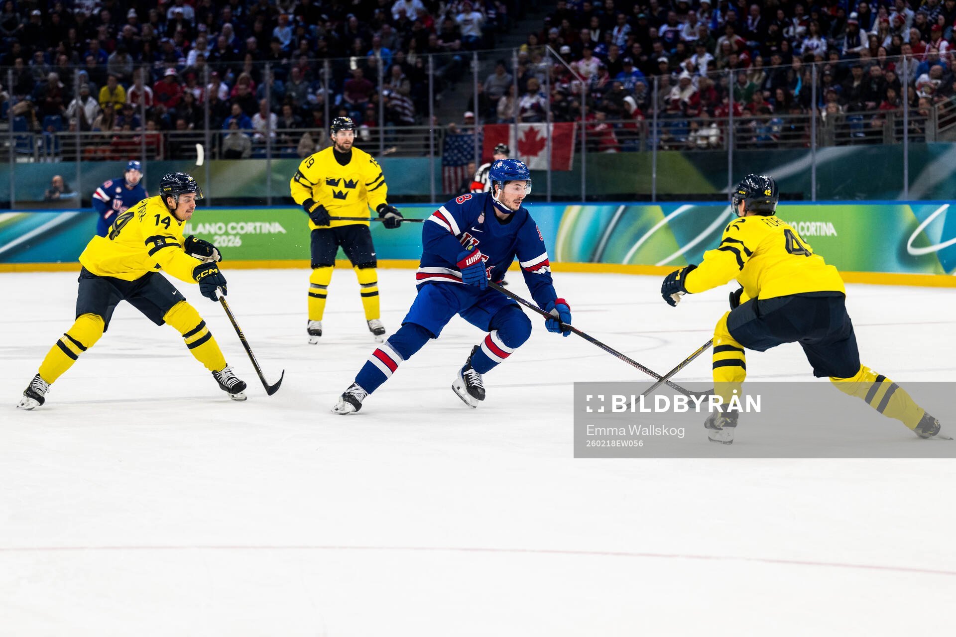 Zach Werenski of USA as well as Joel Eriksson Ek and Gustav
